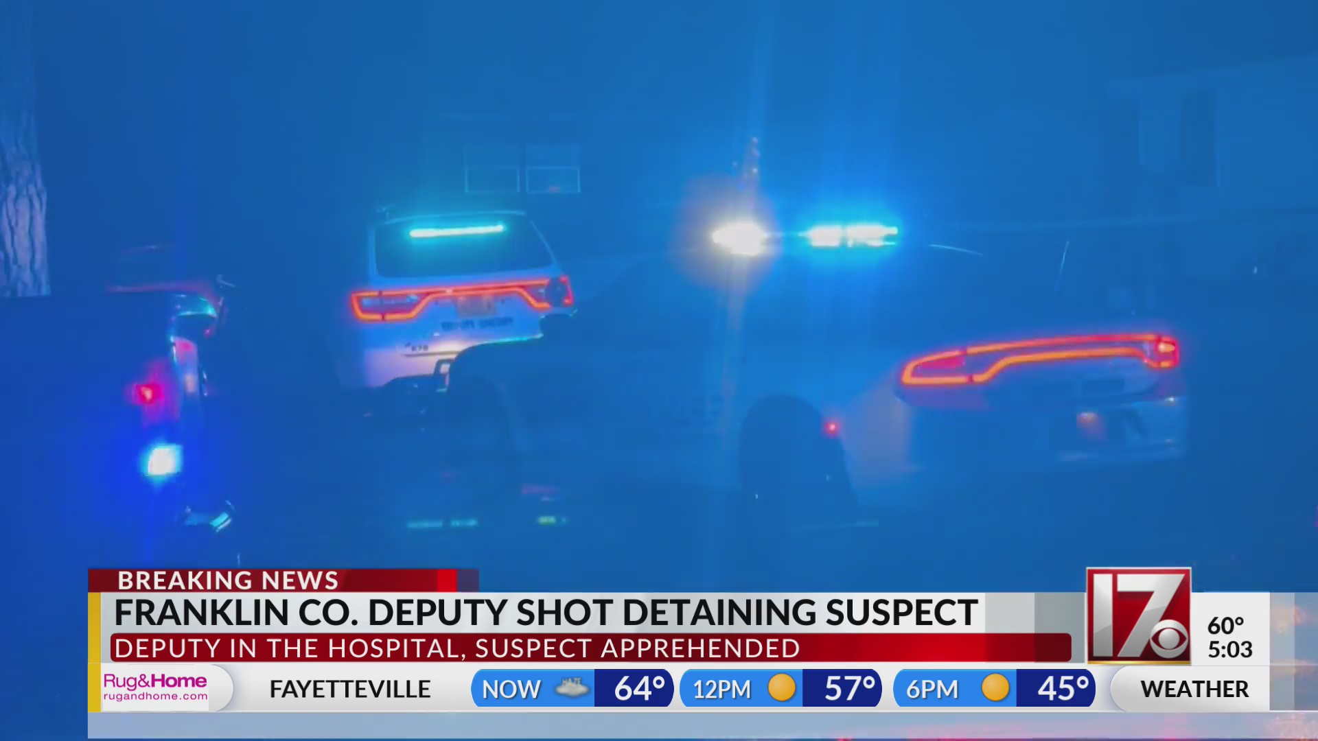 Franklin County Deputy shot, suspect apprehended: Sheriff – CBS17.com