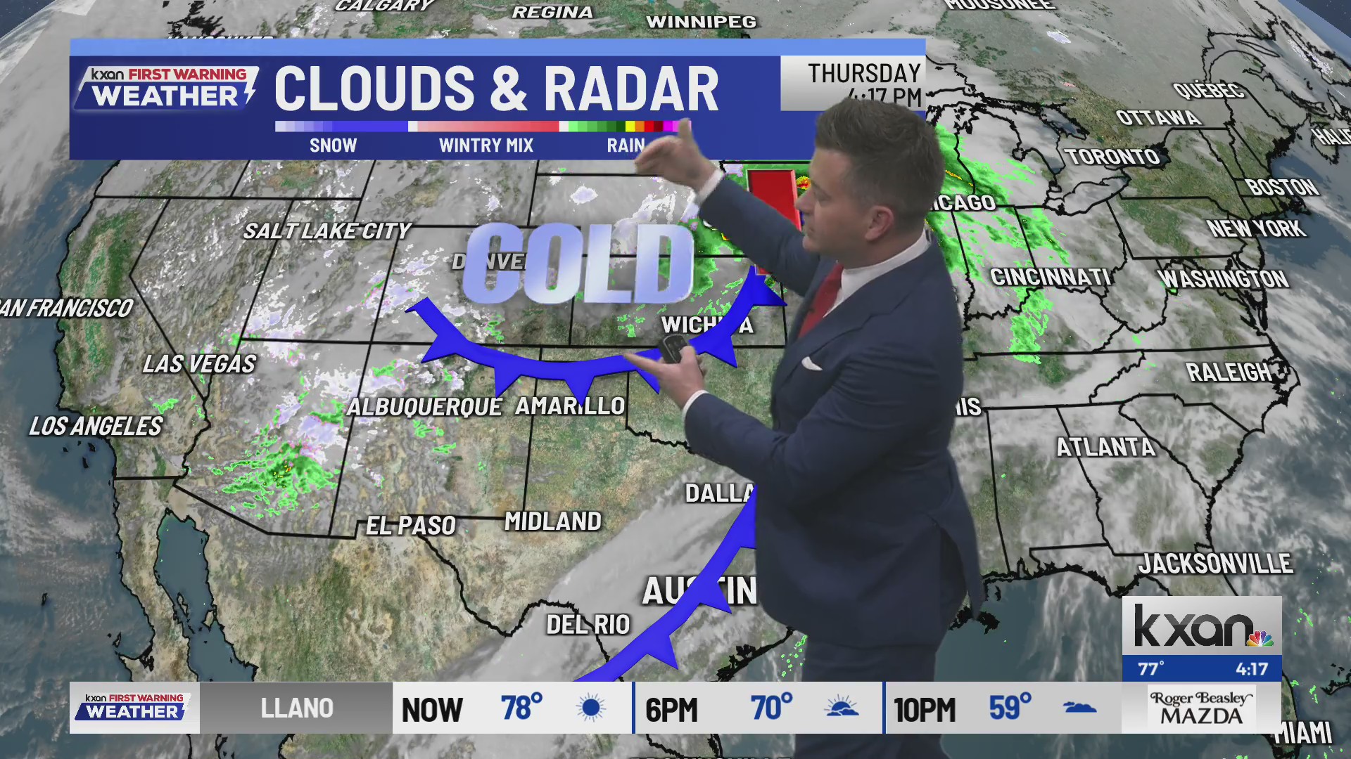 Scattered showers or storms Friday before a cold wind | KXAN Forecast ...
