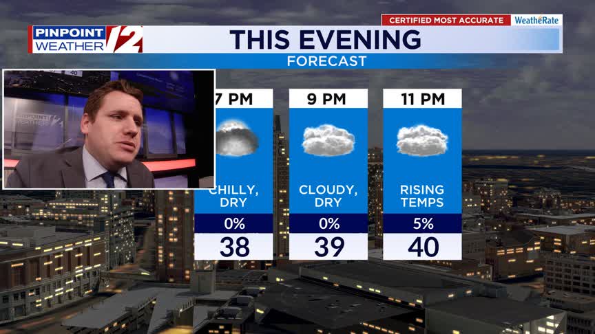 WPRI 12 Weather Now 1/13/26: Dry Skies This Evening; Few Showers ...