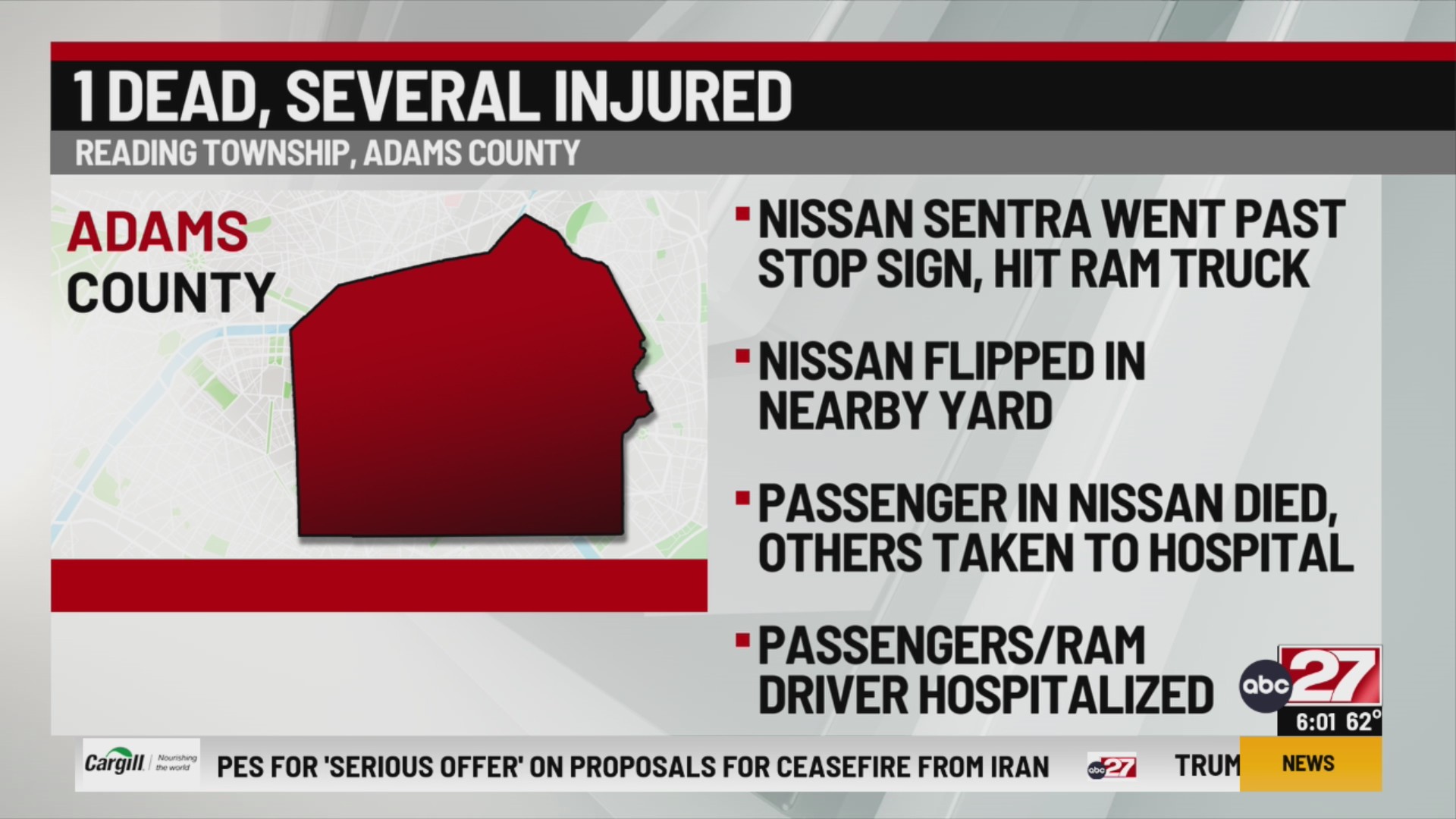 One dead, several hospitalized after Adams County crash – 28/22 News