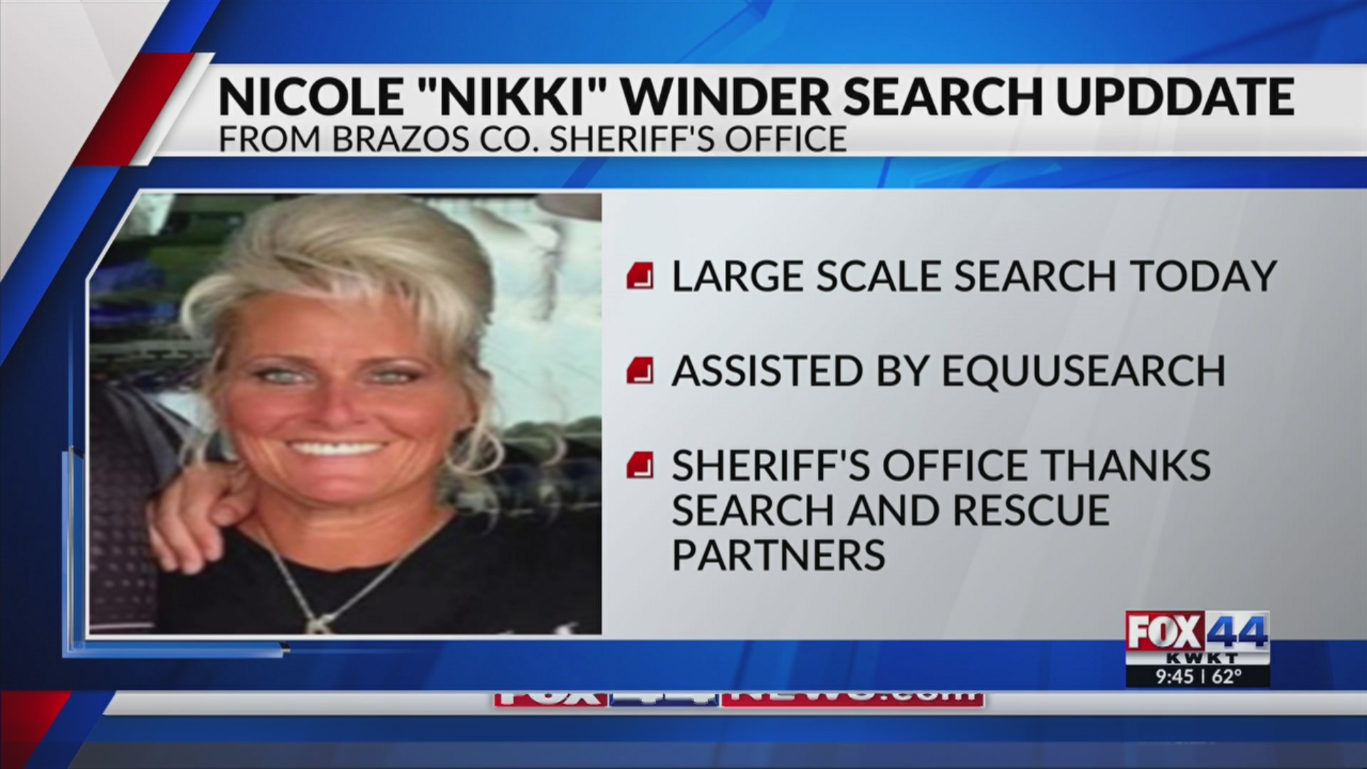 Brazos County Sheriff continues to search for Nikki Winder – KWKT – FOX 44