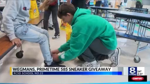 Primetime 585 and Wegmans hold sneaker giveaway
