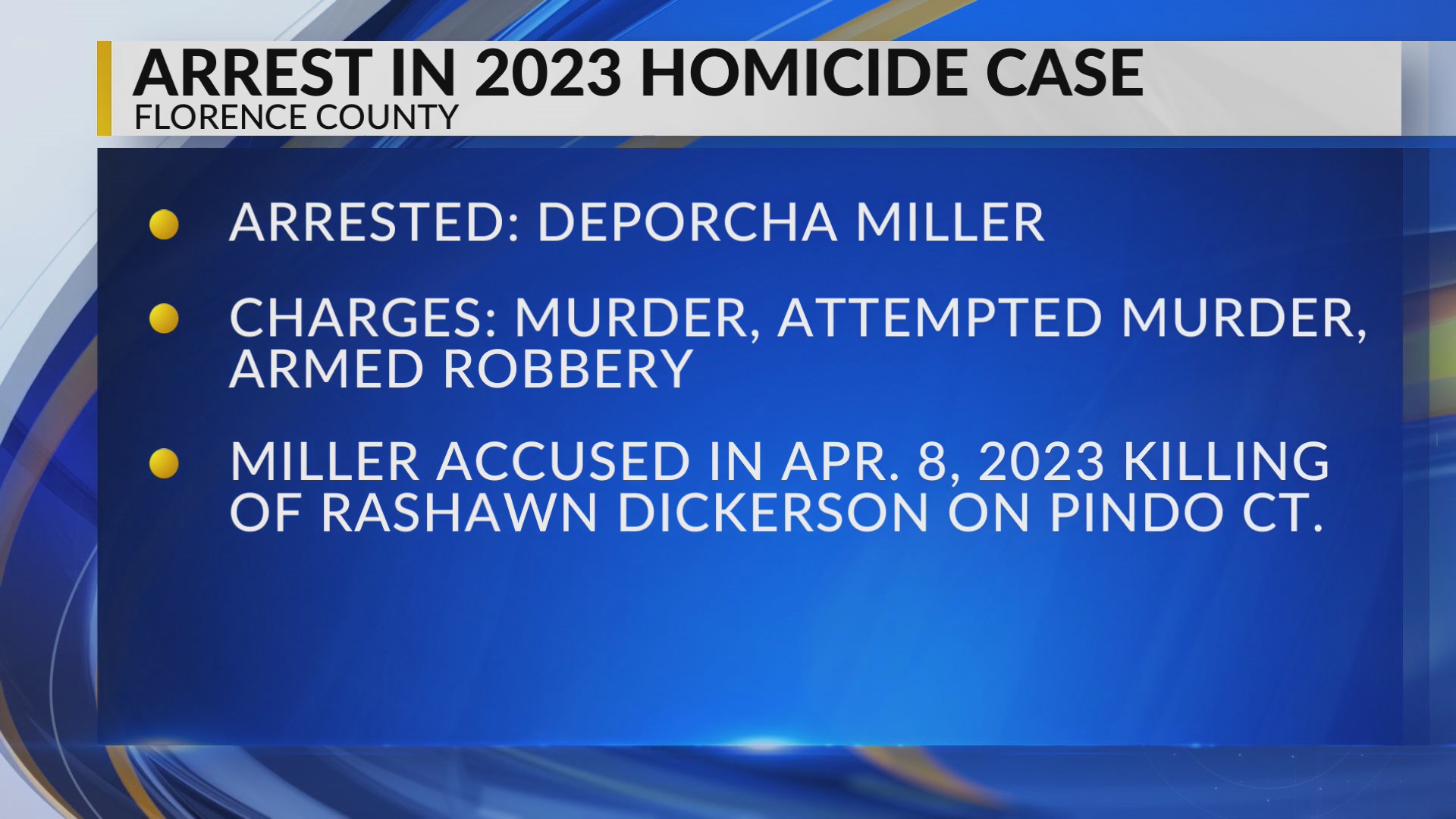 Arrest made in 2023 Florence County cold case killing – WBTW