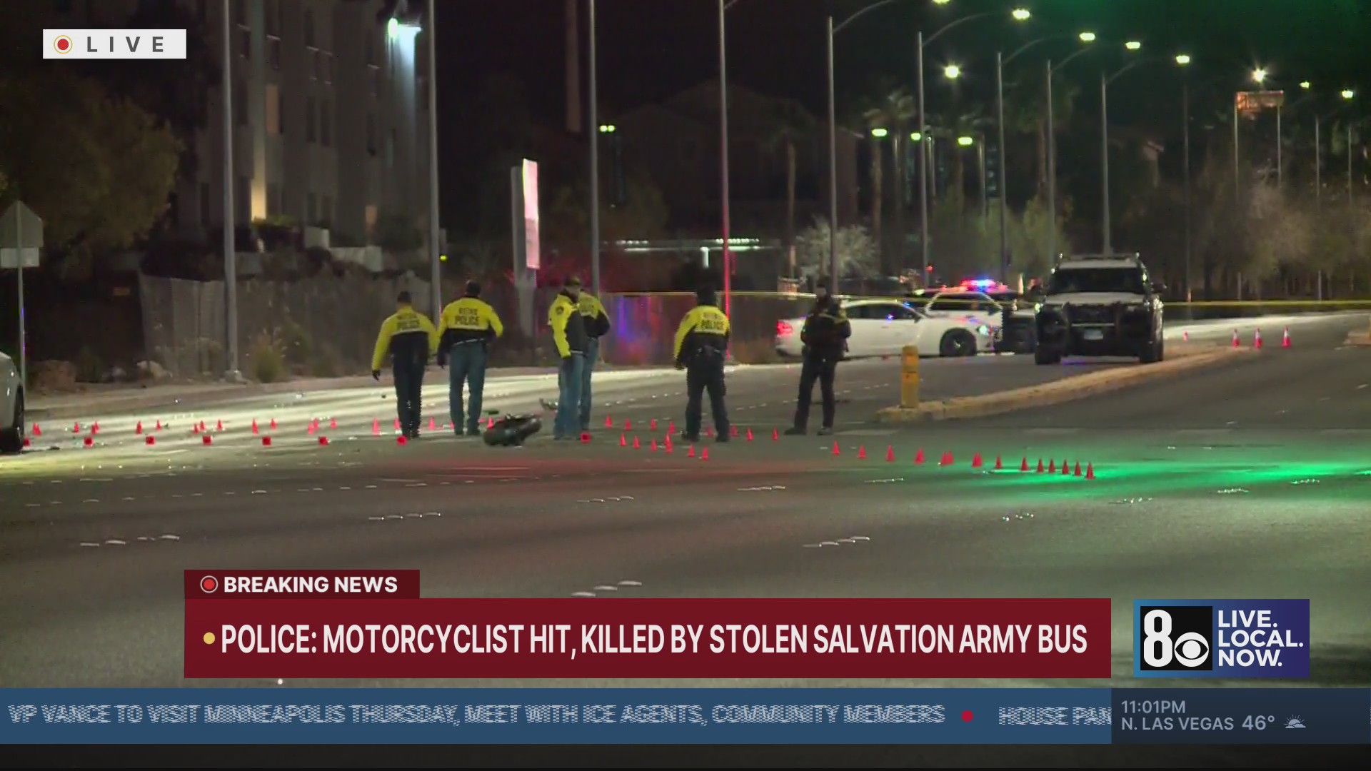 Motorcyclist hit, killed by stolen Salvation Army bus after police ...