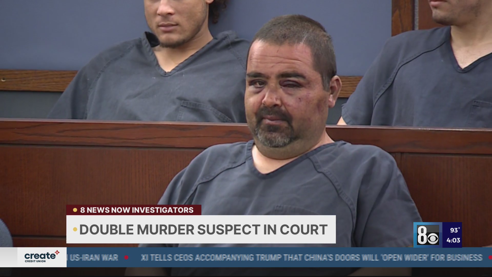 Las Vegas double murder suspect in court with battered, bruised face – KLAS