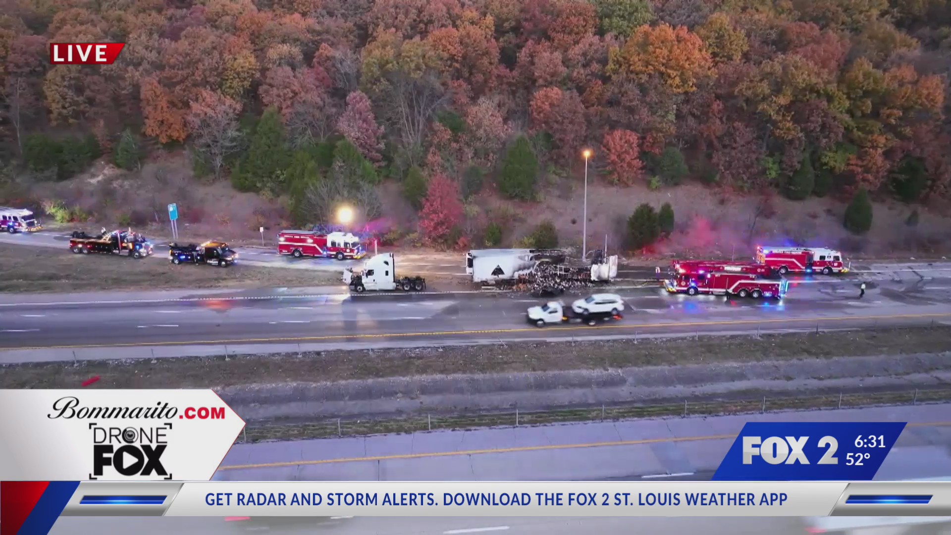 Overnight tractor-trailer fire halts traffic on westbound I-44 – FOX 2
