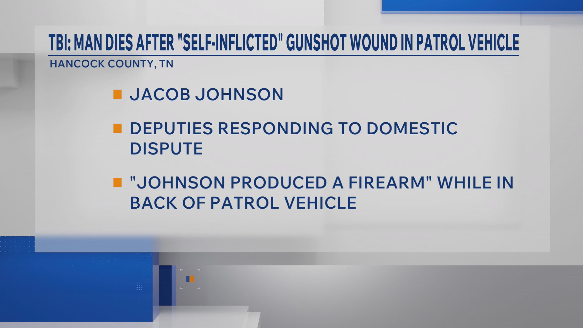 TBI: Man dies after ‘self-inflicted gunshot wound’ in back of Hancock ...