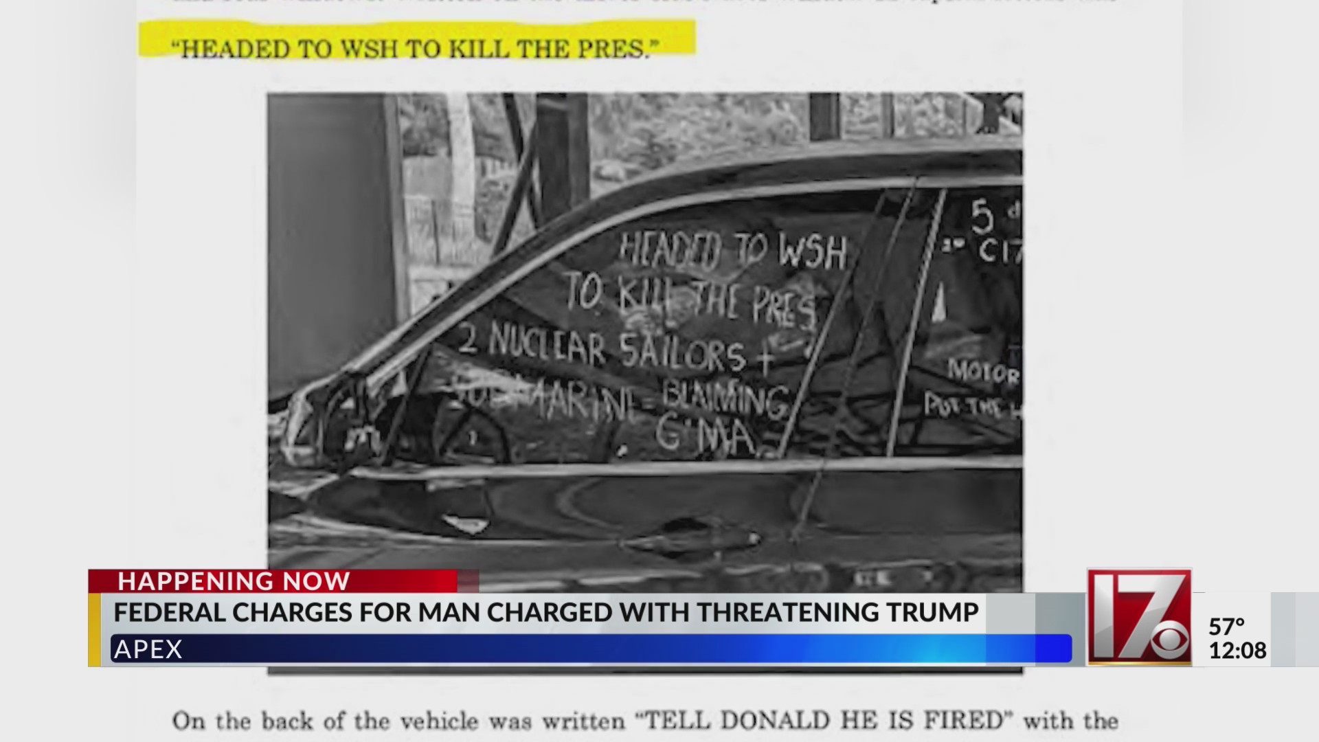 Man accused of threatening Trump in Apex facing federal charges – CBS17.com