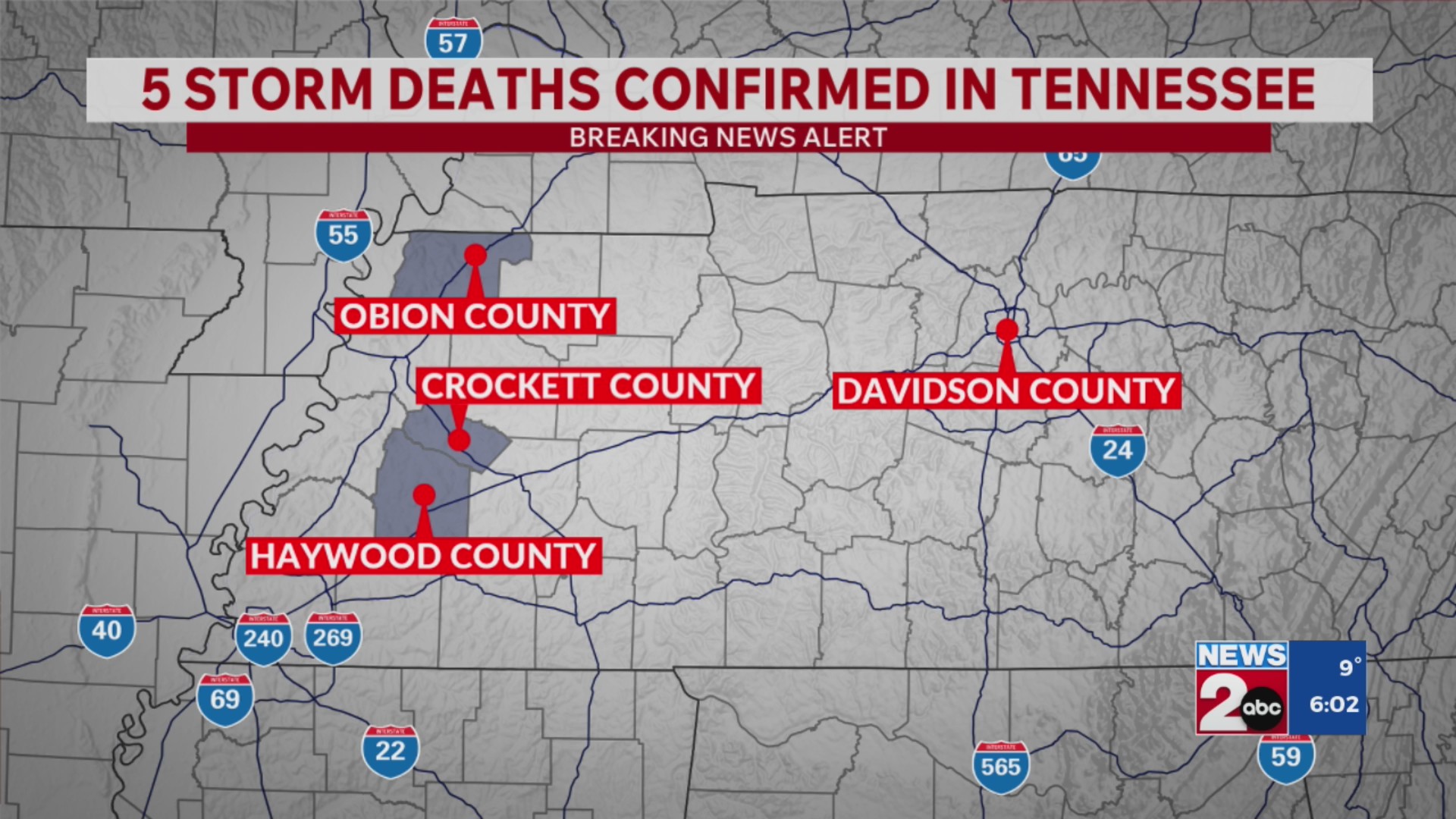 5 storm deaths confirmed in Tennessee – WKRN News 2