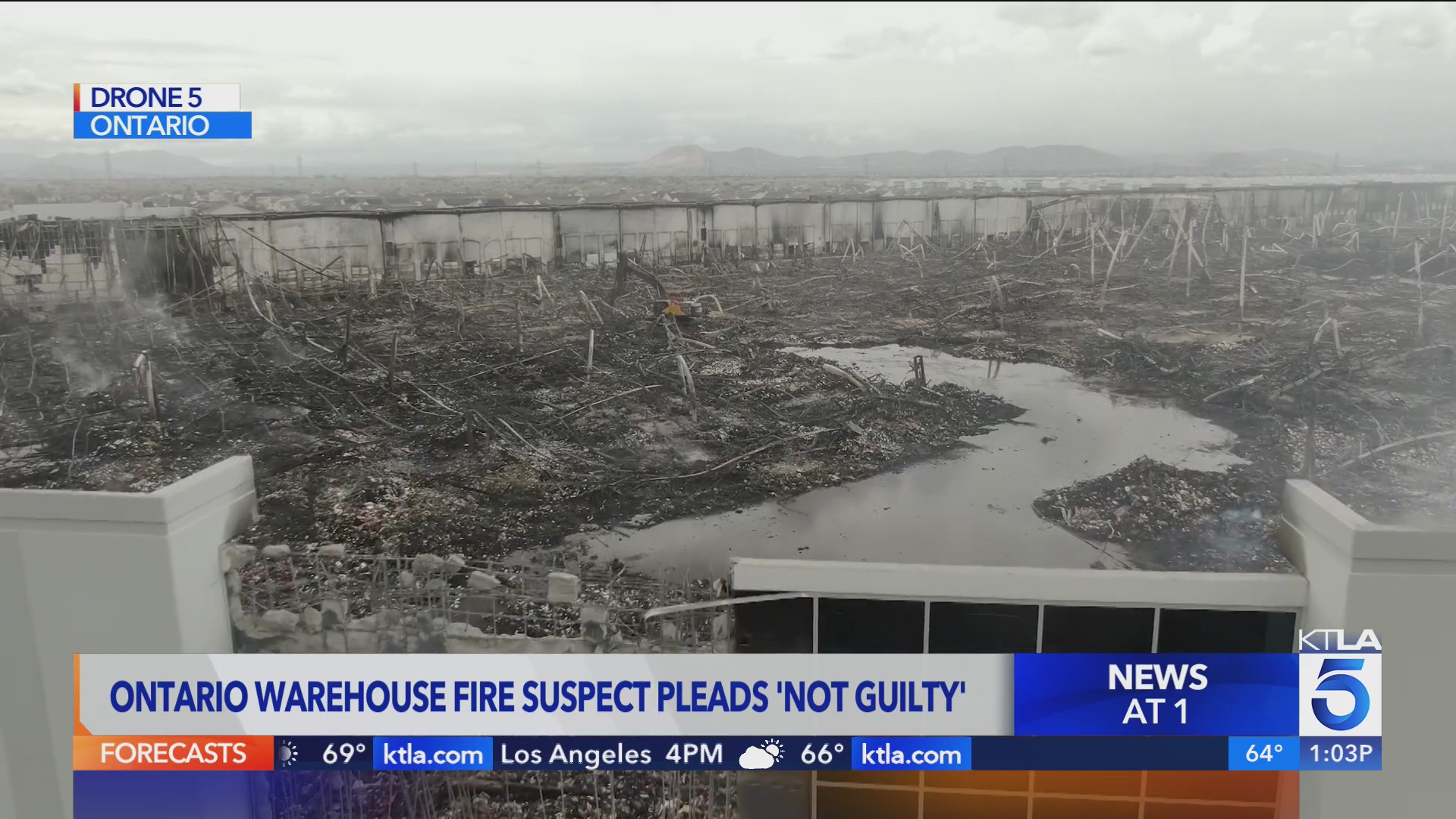 Ontario warehouse fire suspect pleads not guilty – KTLA