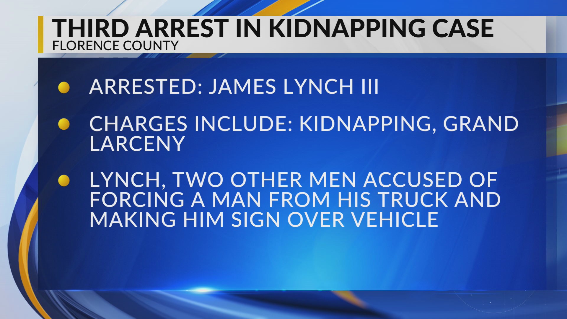 Florence County deputies arrest 3rd suspect in Olanta kidnapping ...
