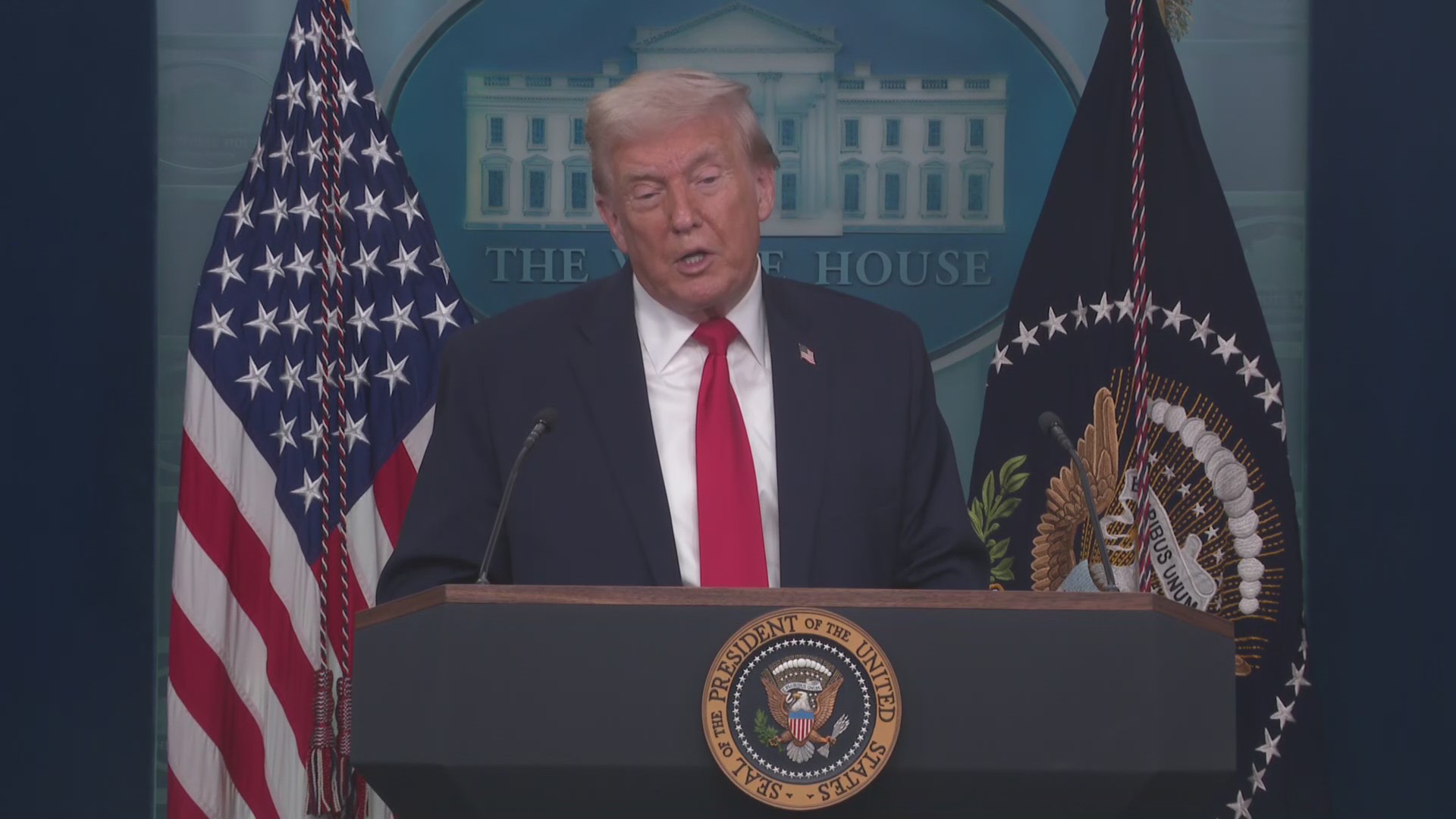 President Trump answers questions at White House press breifing ...