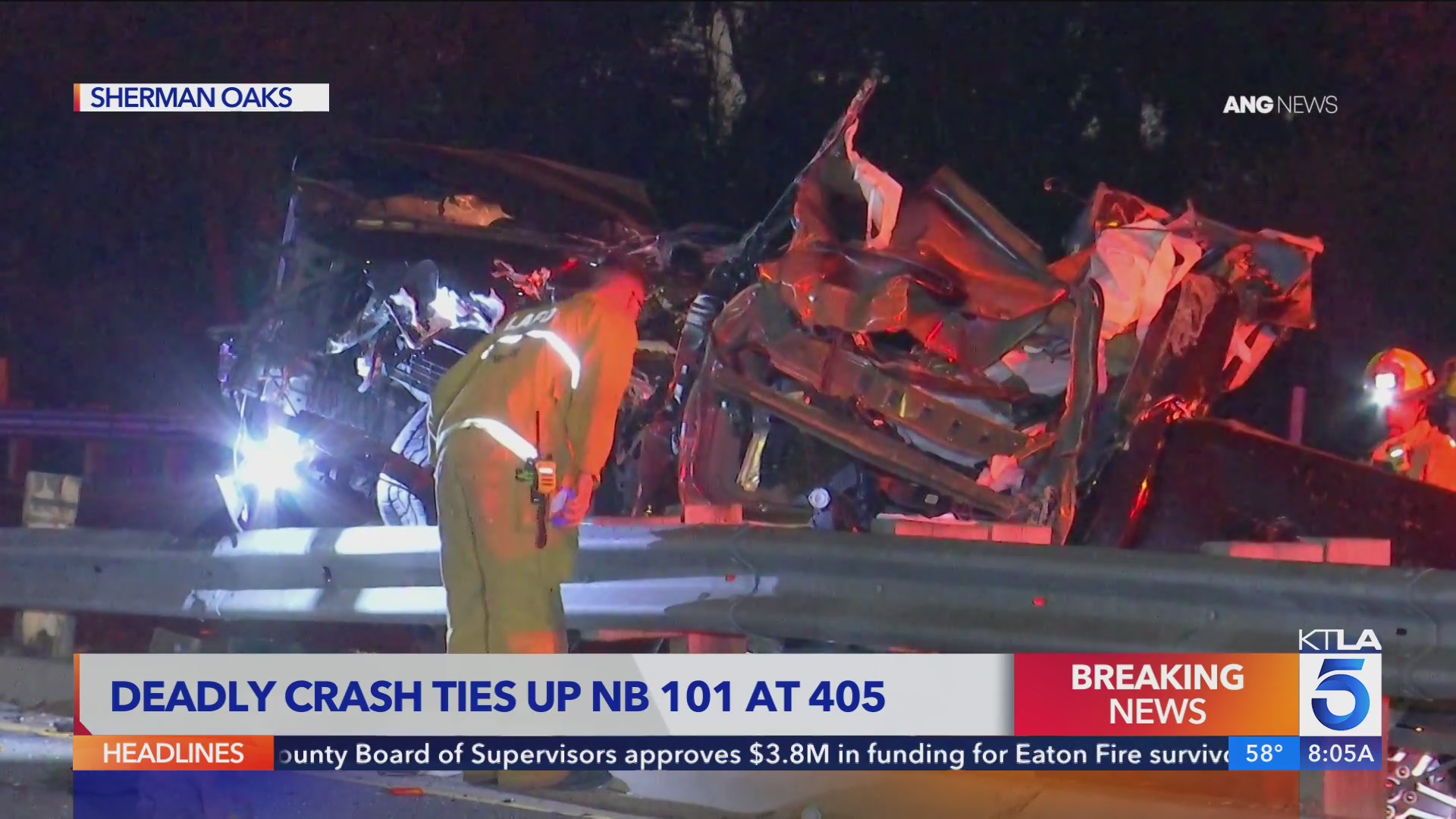 Fatal rollover crash on 101 Freeway closes lanes in Sherman Oaks – KTLA