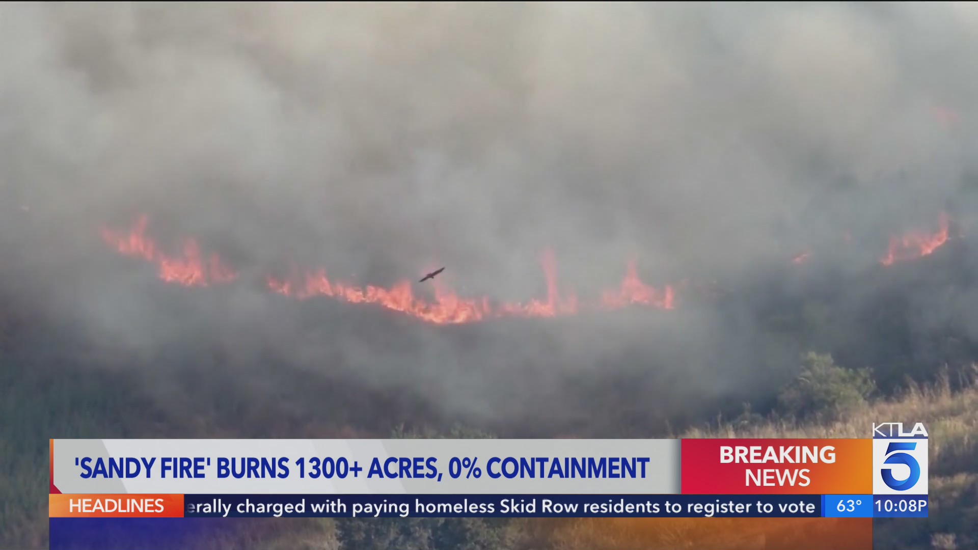 Sandy Fire KTLA 5 News Sandy Fire team coverage: 1,300 acres burned, 0% ...