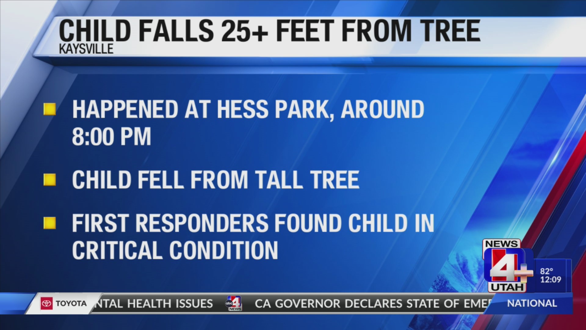 Juvenile airlifted after 25-foot fall from tree in Kaysville – ABC4 Utah