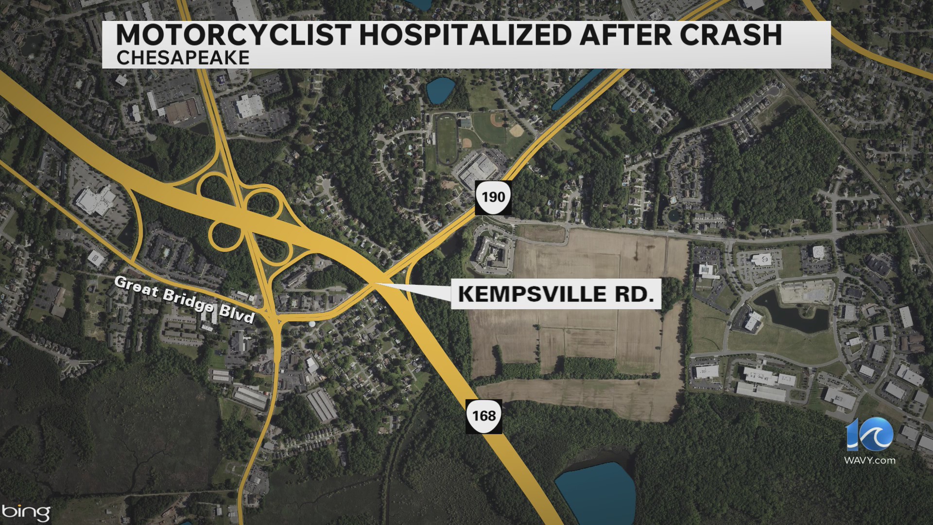 Motorcyclist hospitalized after crash in Chesapeake – WAVY.com