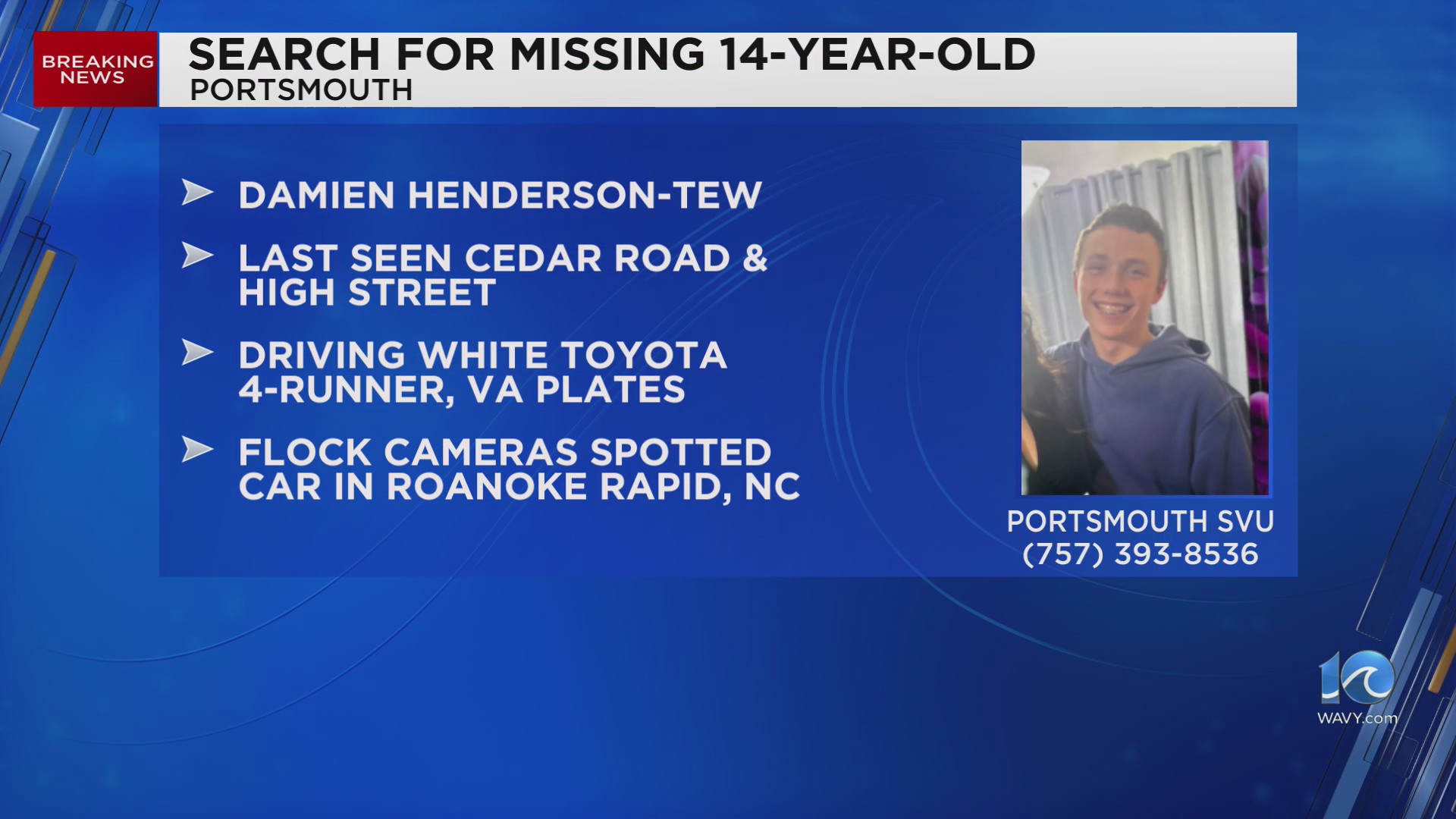Portsmouth Police seek help finding missing, endangered 14-year-old boy ...
