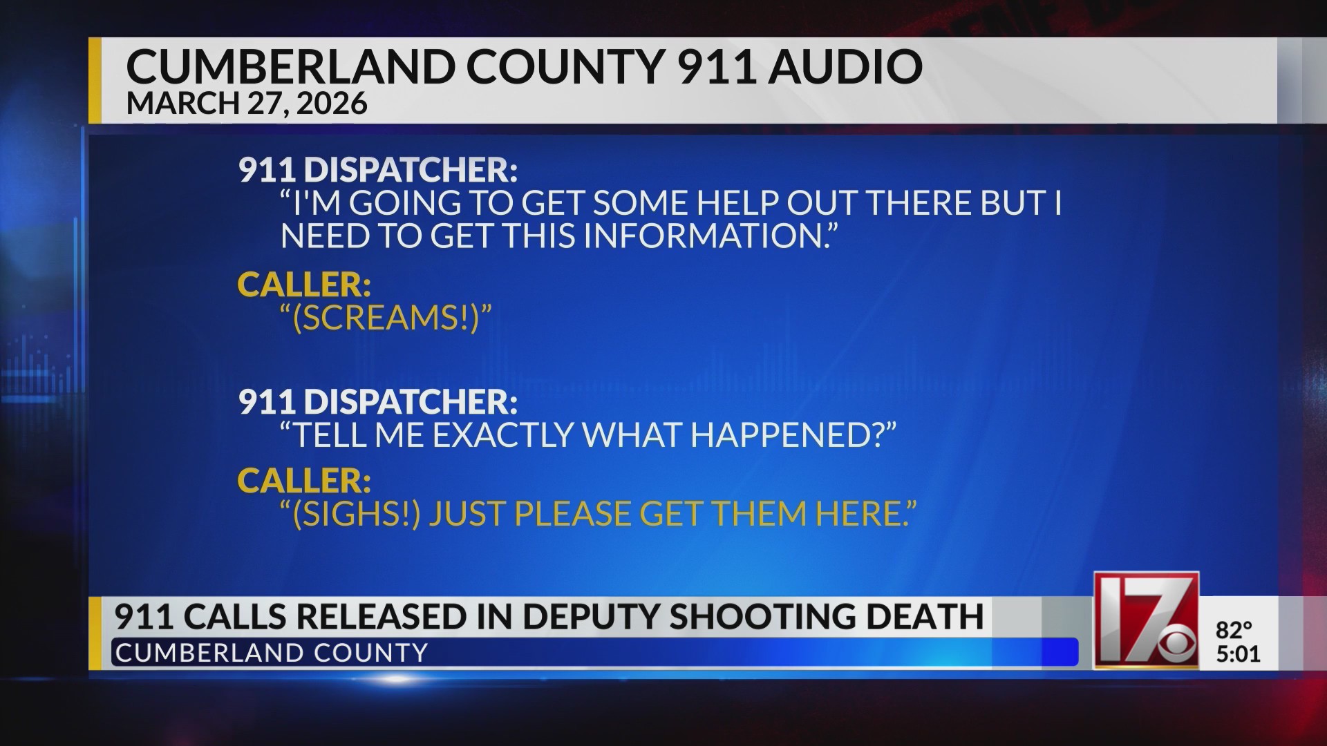 911 calls in Cumberland County deputy’s death released – CBS17.com