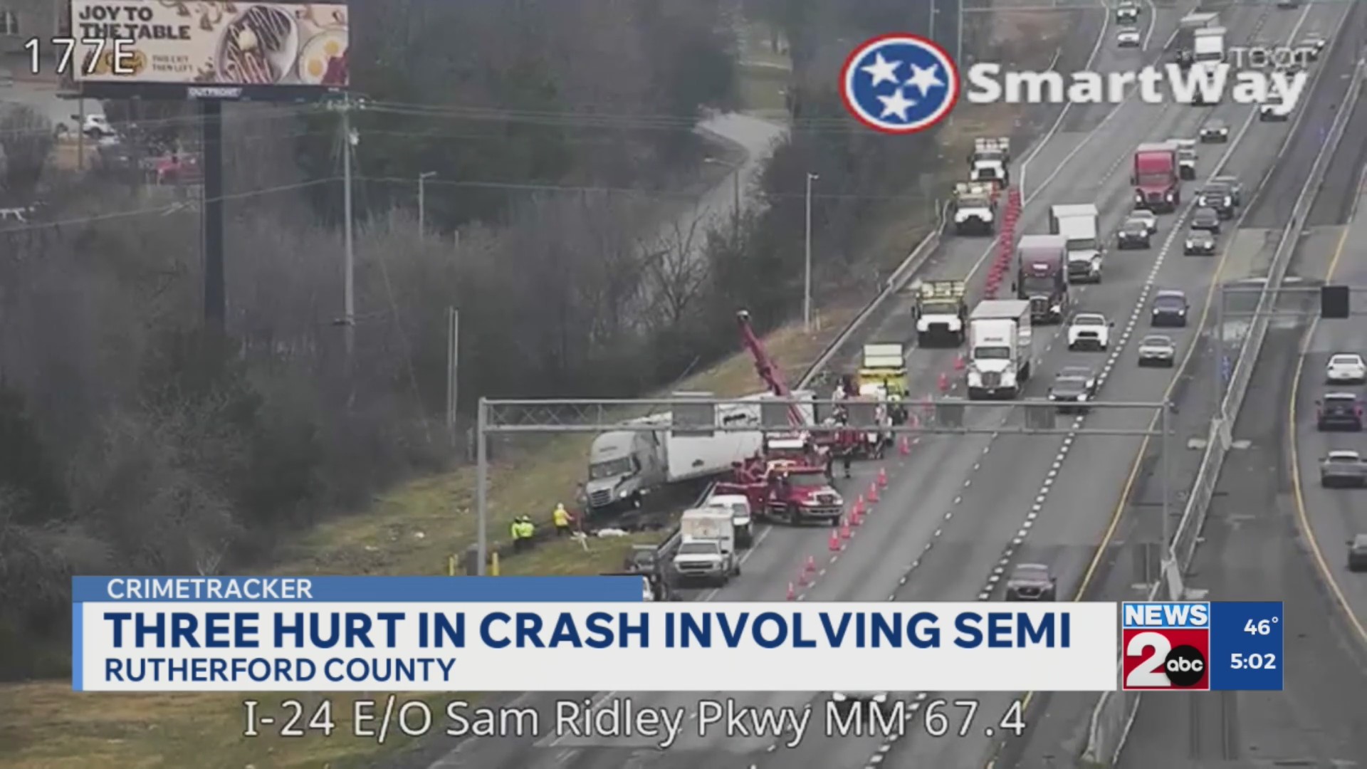 3 injured in Rutherford County crash involving semi – WKRN News 2