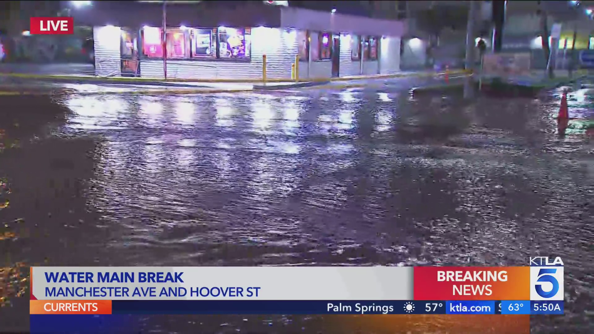 Water main break in South Los Angeles causes flooding, traffic delays ...