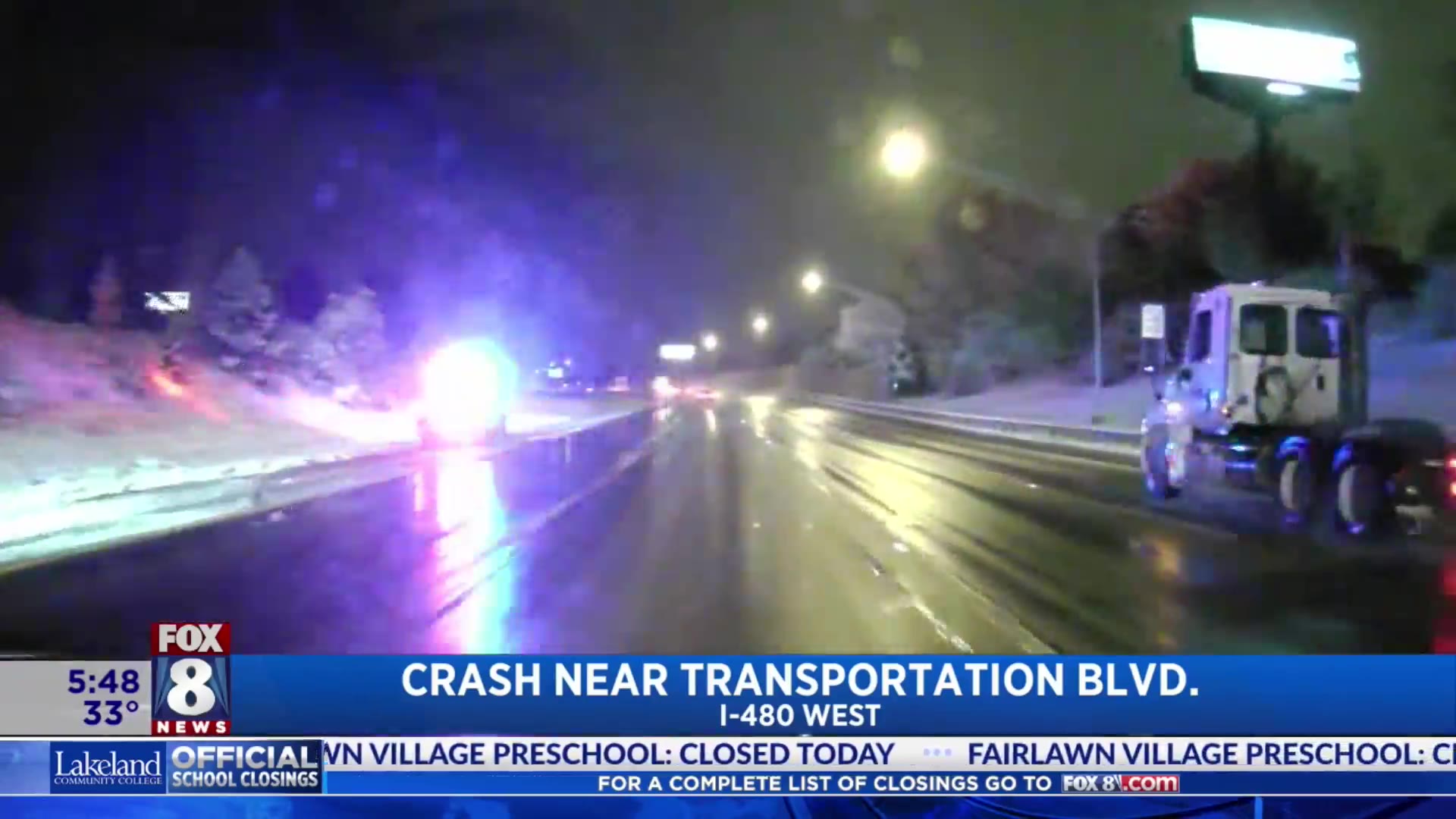 Crash on I-480 West blocking left lane – Fox 8 Cleveland WJW