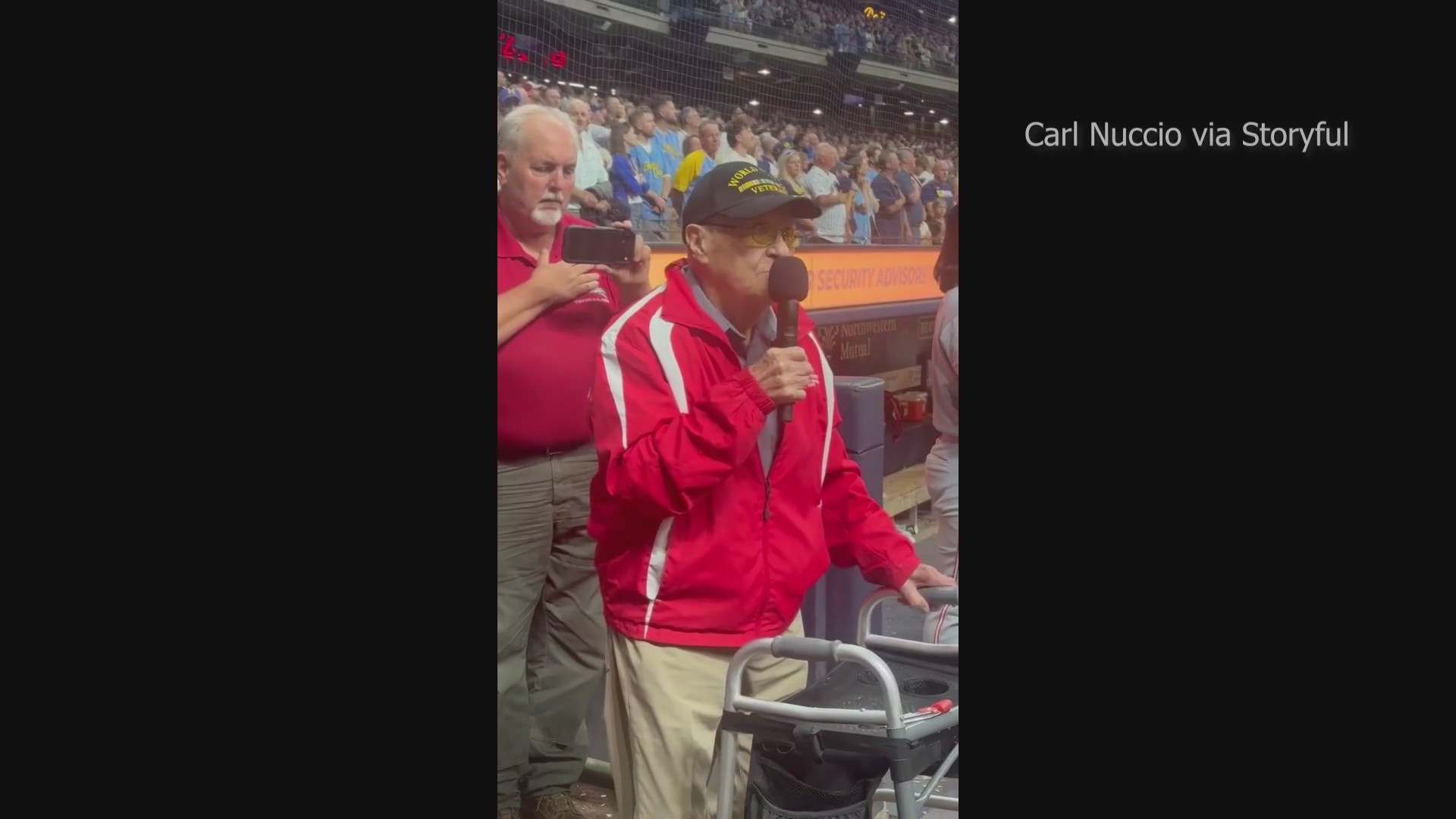 102-year-old Navy veteran performs God bless America at Milwaukee Brewers game