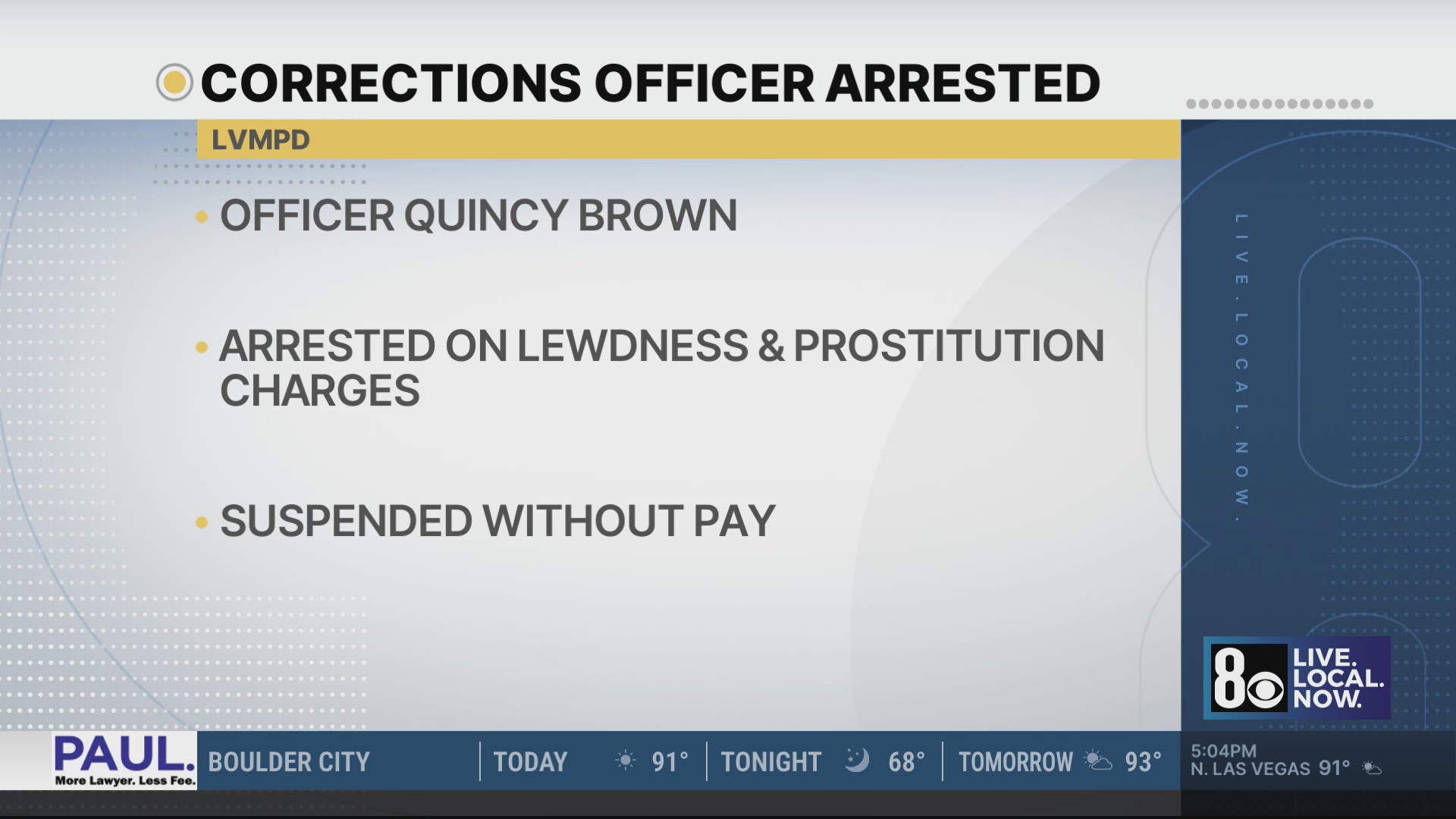 Las Vegas corrections officer arrested on prostitution-related charges ...