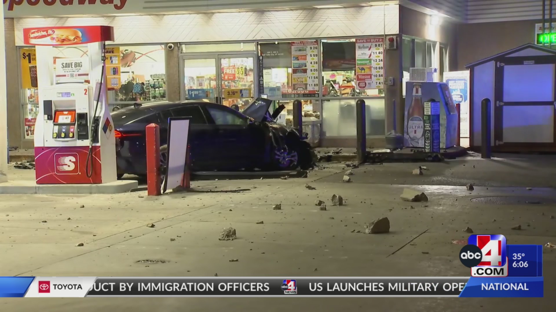 Car crashes into gas station pillars in Salt Lake City – ABC4 Utah