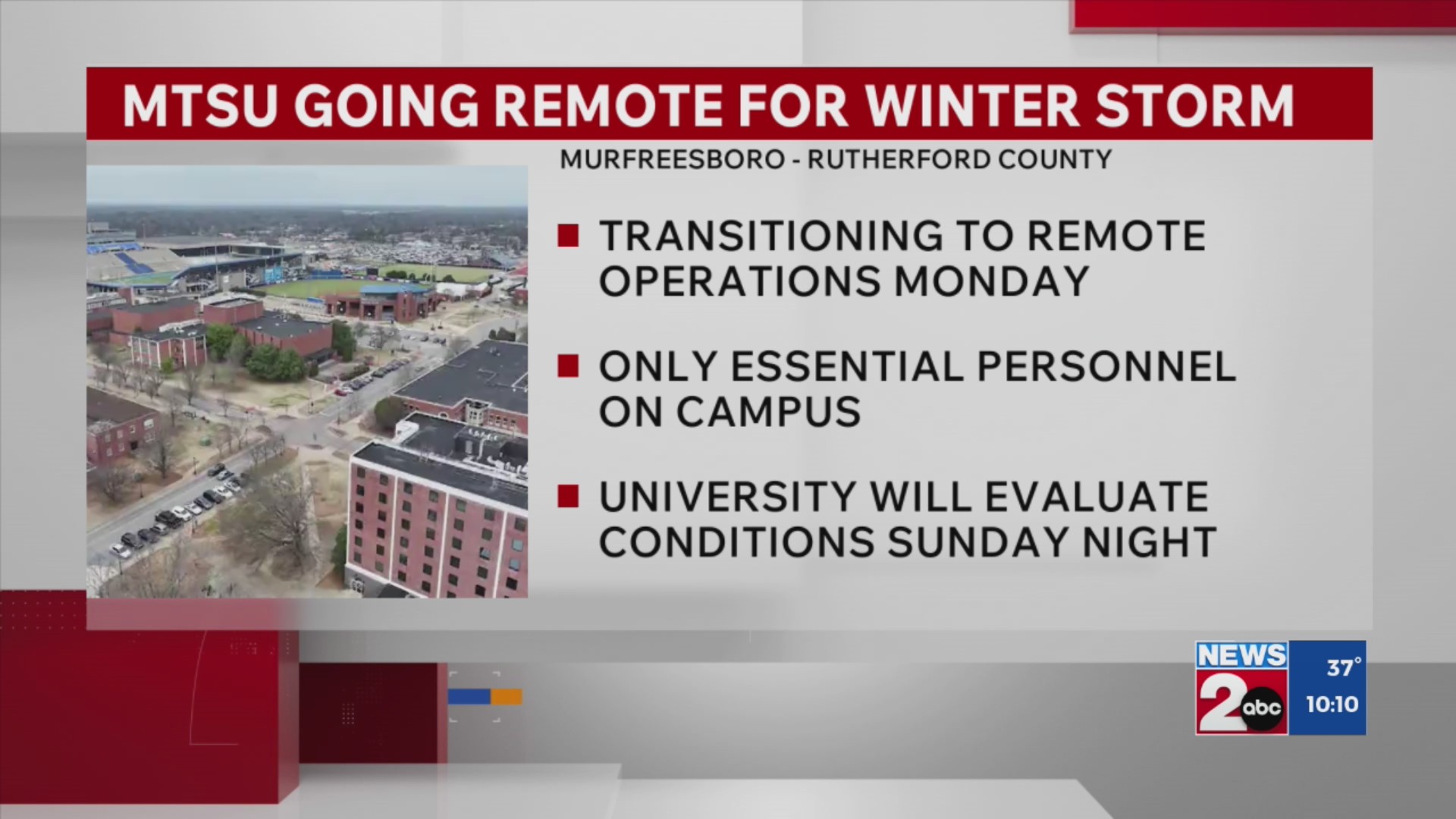 MTSU going remote for winter storm – WKRN News 2