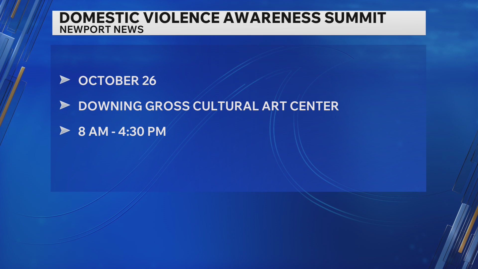 Domestic Violence Awareness Summit Oct. 26 in Newport News – WAVY.com