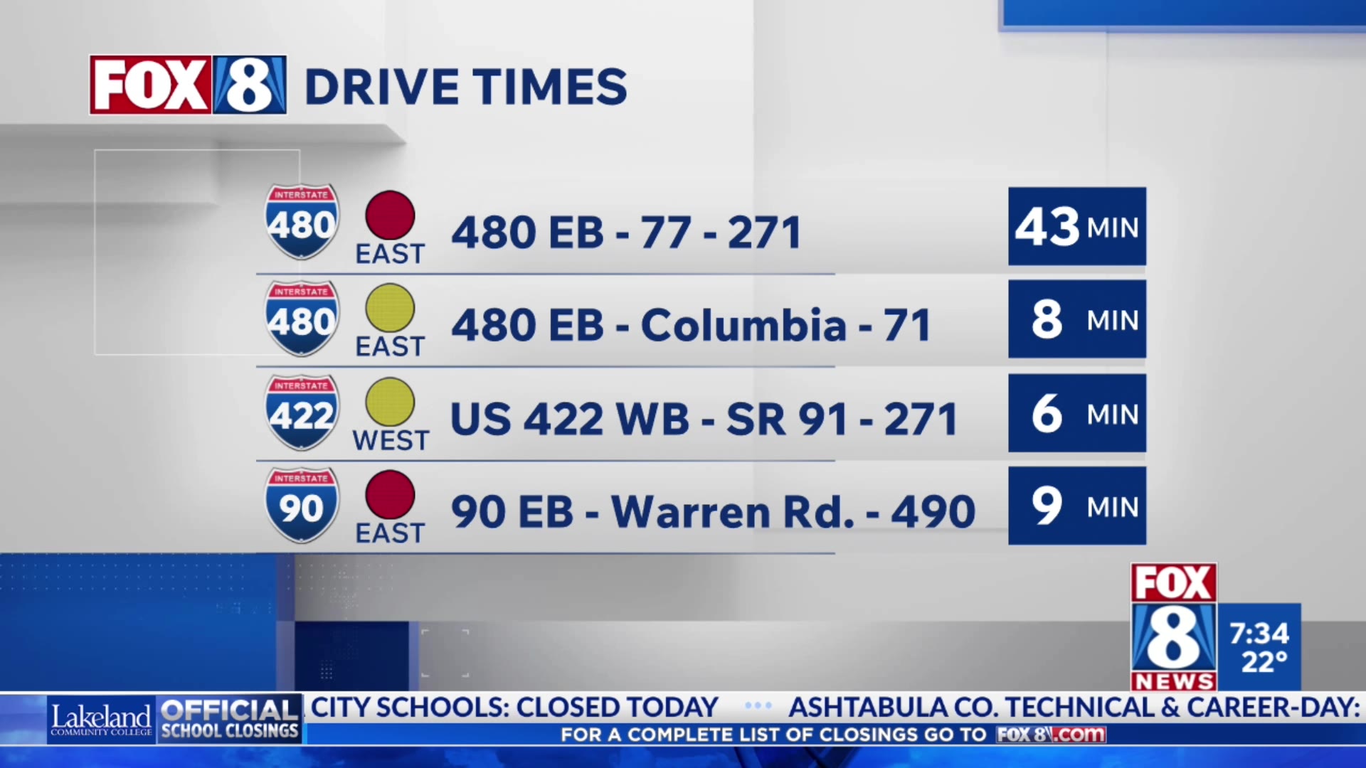 TRAFFIC ALERT: I-271 Northbound, I-480 and more – Fox 8 Cleveland WJW