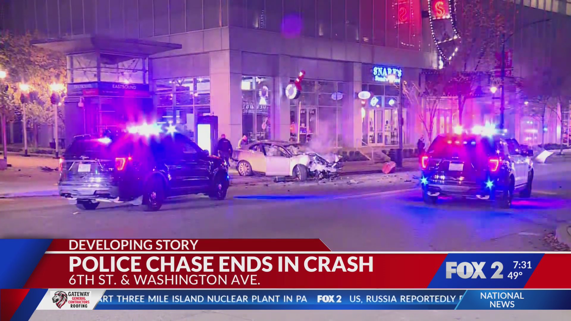 Man injured in crash during pursuit in downtown St. Louis – FOX 2