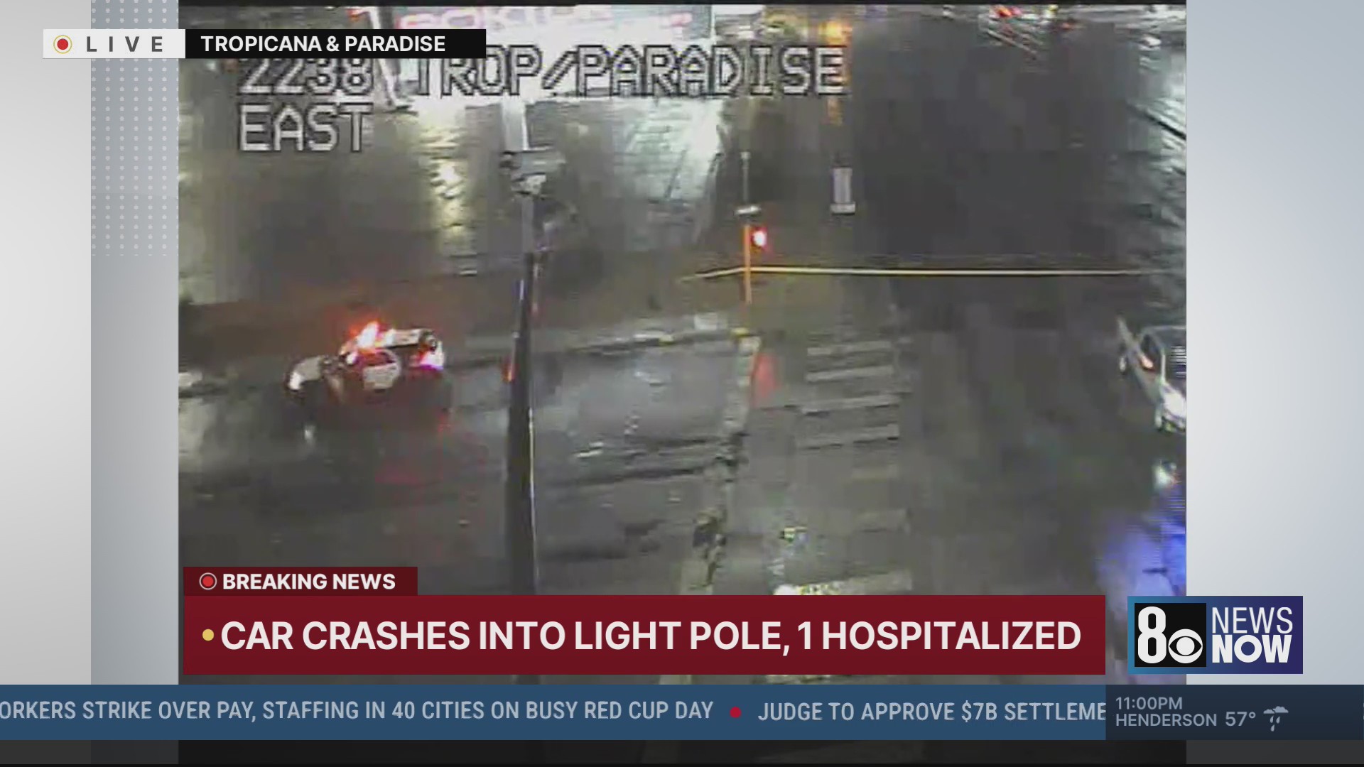 Car crashes into light pole after hit-and-run crash in central Las ...