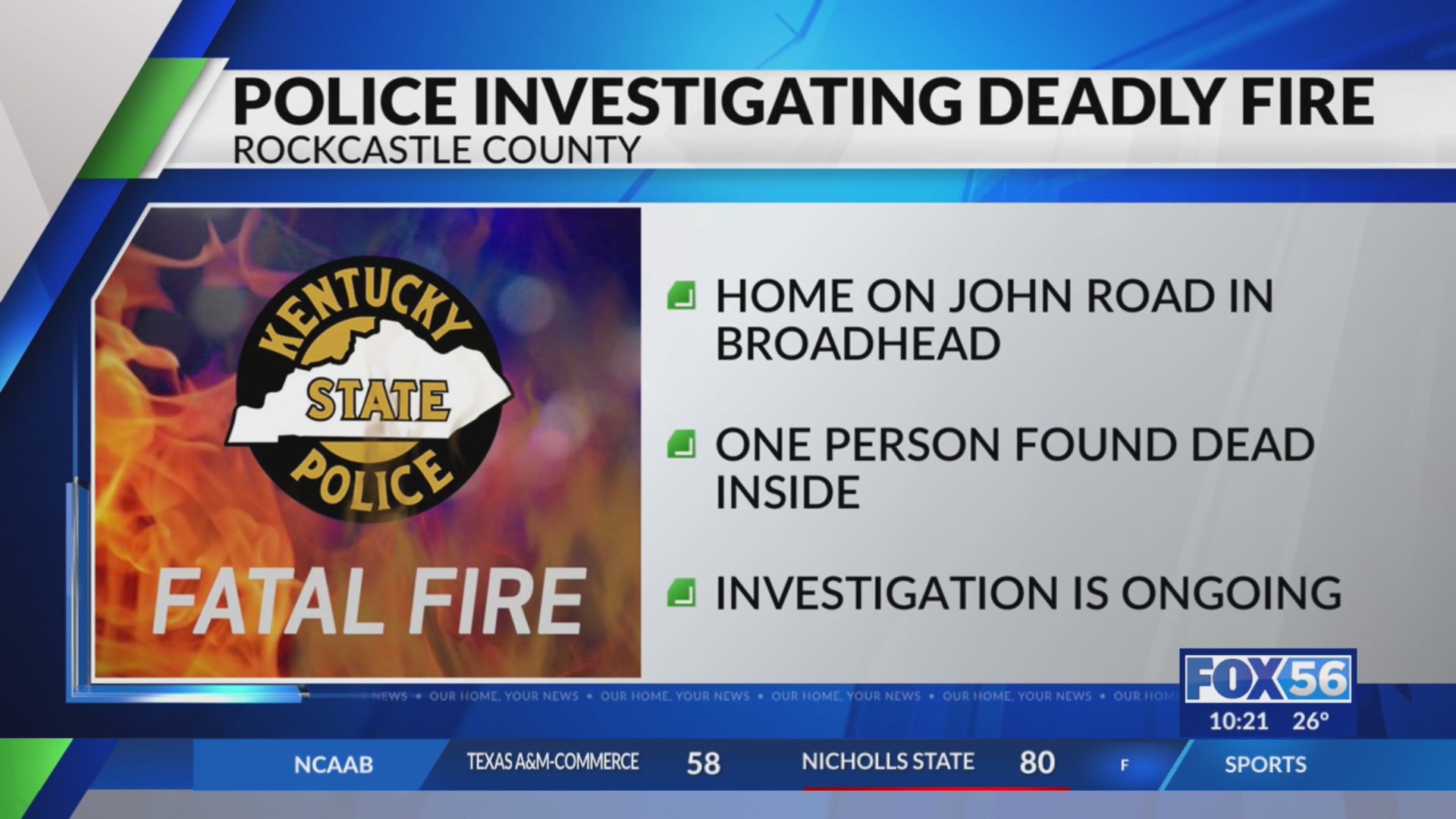 KSP investigates deadly Rockcastle County house fire – FOX 56 News
