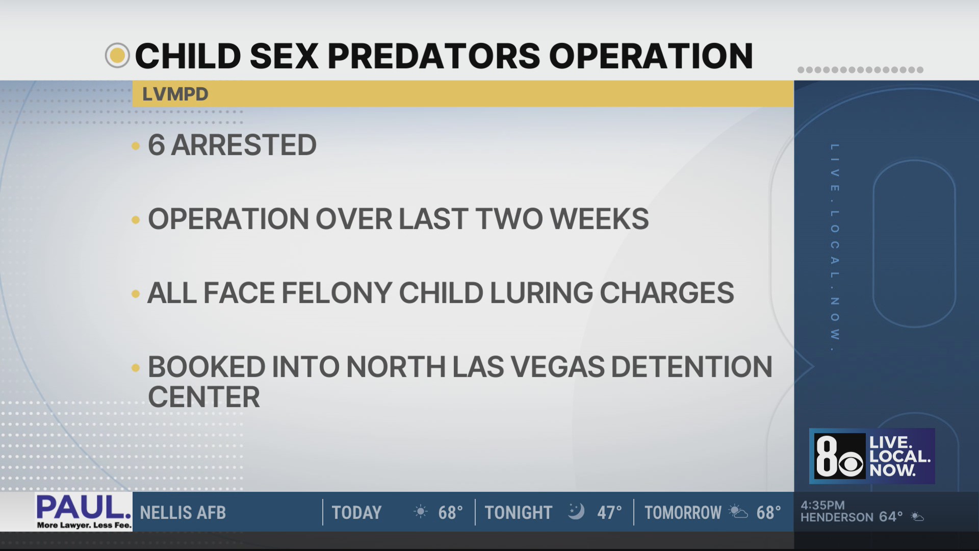 Las Vegas police arrest 6 in undercover operation targeting child sex ...