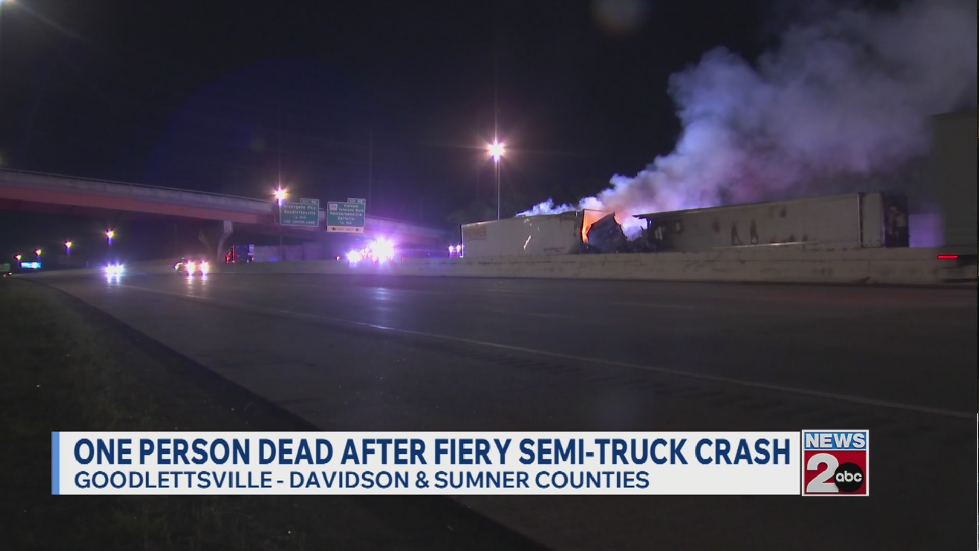 1 dead after fiery crash involving semi-trucks along I-65 – WKRN News 2