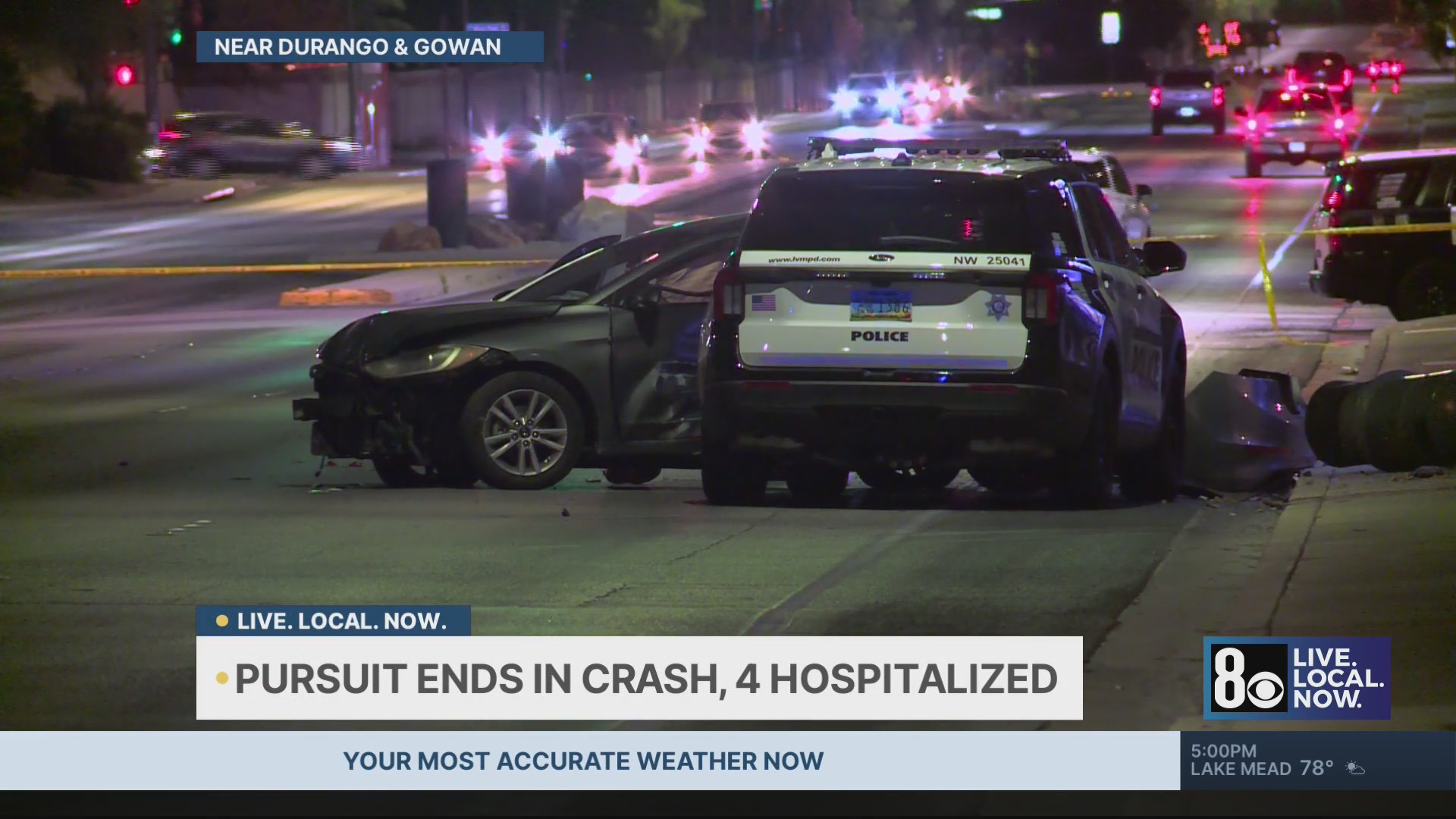Las Vegas police chase involving stolen car ends in crash; 3 teens, 1 ...