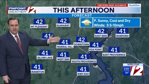 WPRI 12 Weather Forecast for 3/19/26: Cool and dry today with partly ...