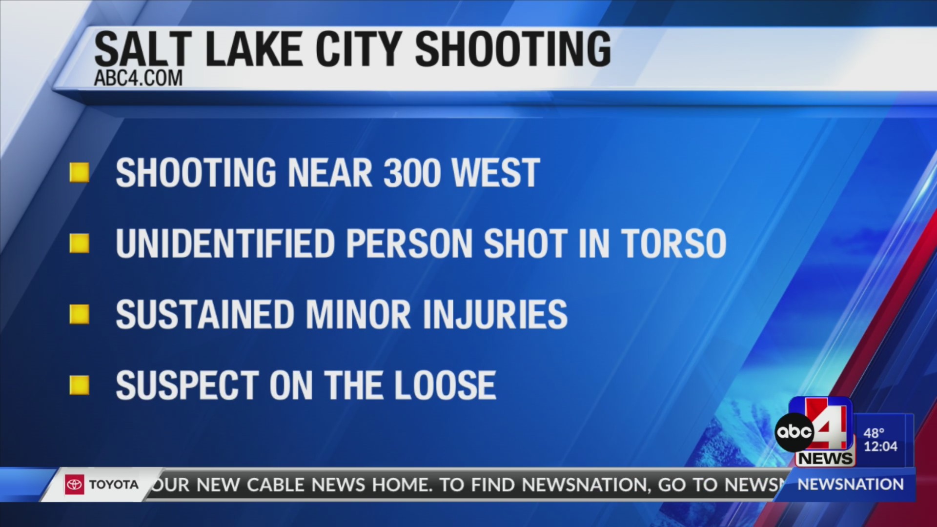 Shooting in Salt Lake City Wednesday morning, isolated incident – ABC4 Utah