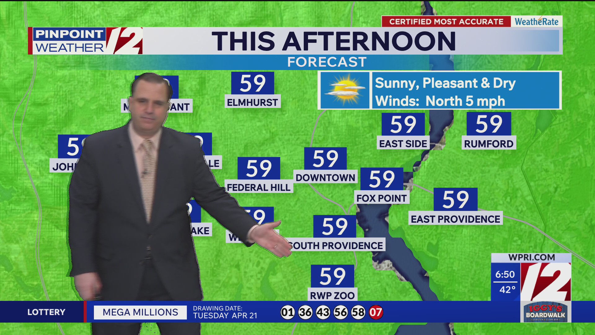 WPRI 12 Weather Forecast for 4/24/26: Nice again today with less wind ...