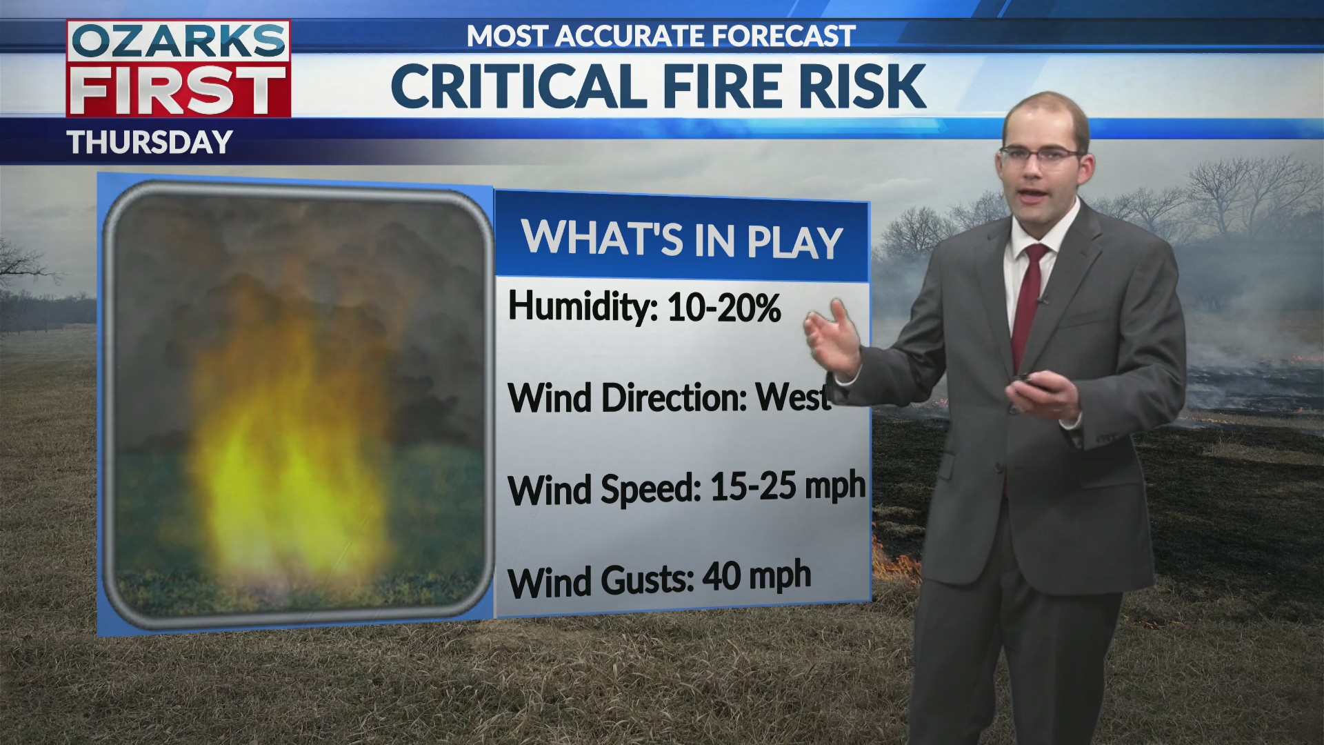 Critical fire danger on Thursday – KOLR – OzarksFirst.com