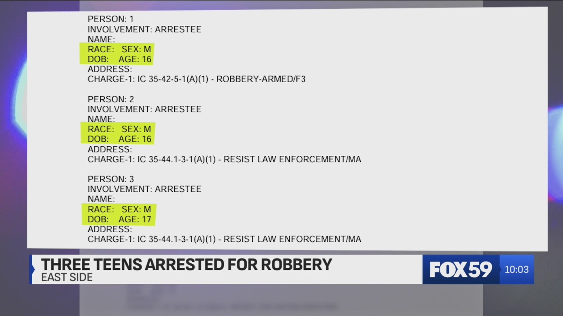 3 juveniles arrested for armed robbery in Indy – Fox 59
