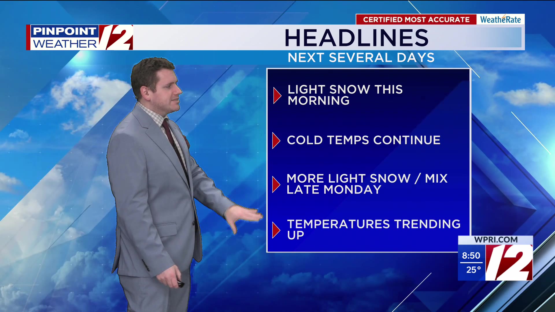 WPRI 12 Weather Forecast 1/4/26: Tracking Light Snow for Monday PM ...