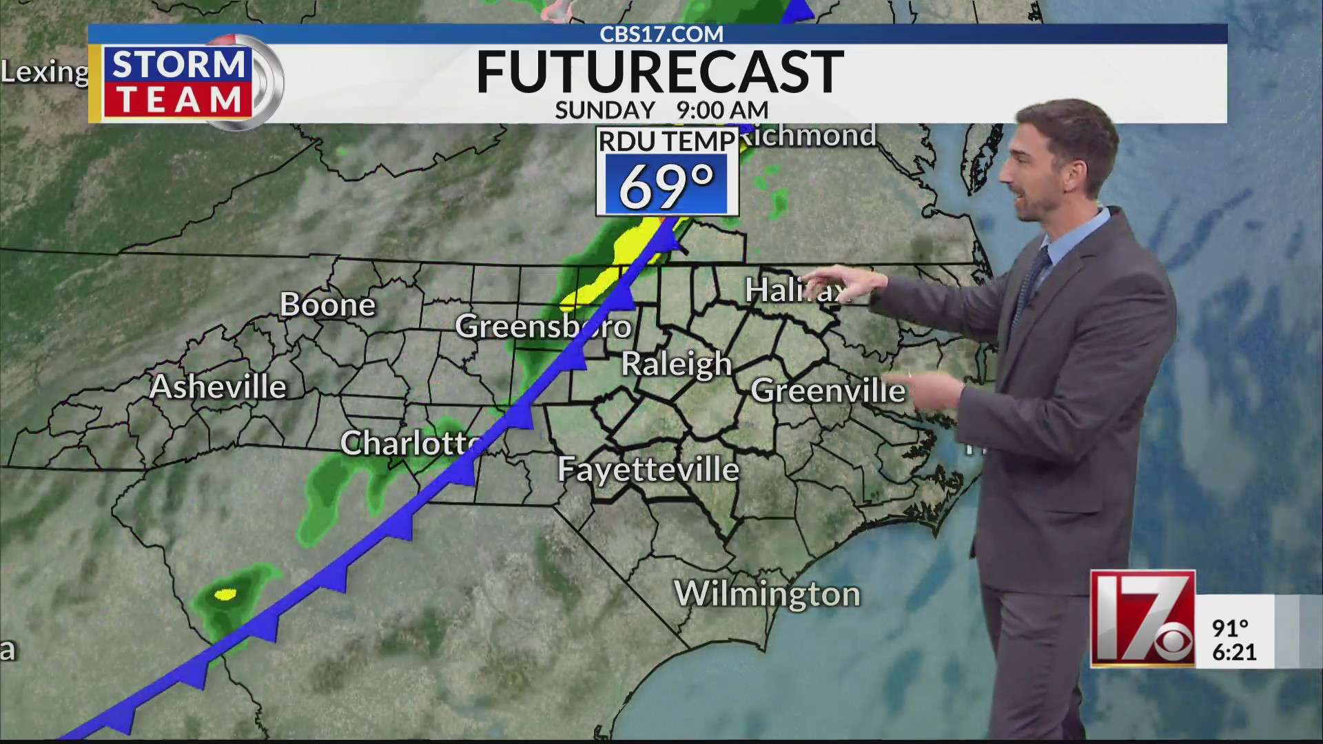 1st central NC decent rain chance in 2 weeks on Sunday – CBS17.com