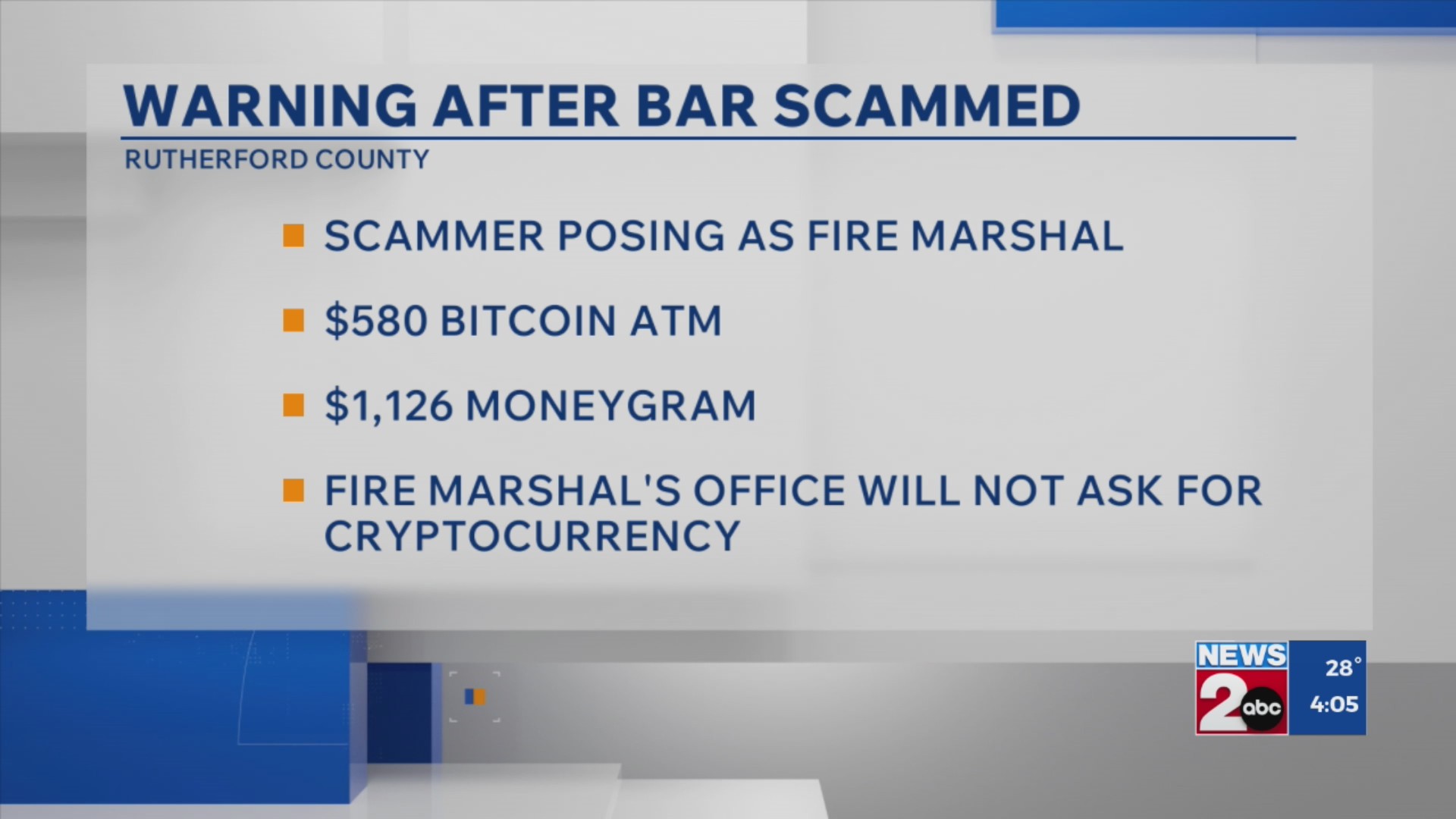 Rutherford County authorities warn of scammer posing as fire marshal