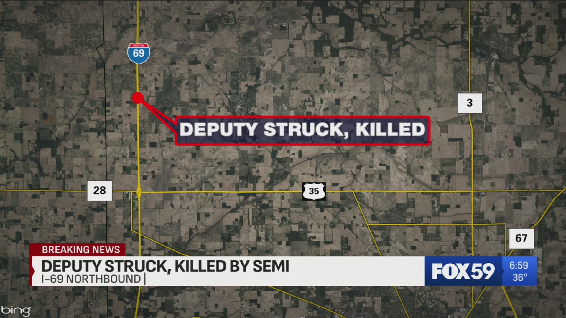 Deputy killed in crash on I-69 in Delaware County – Fox 59