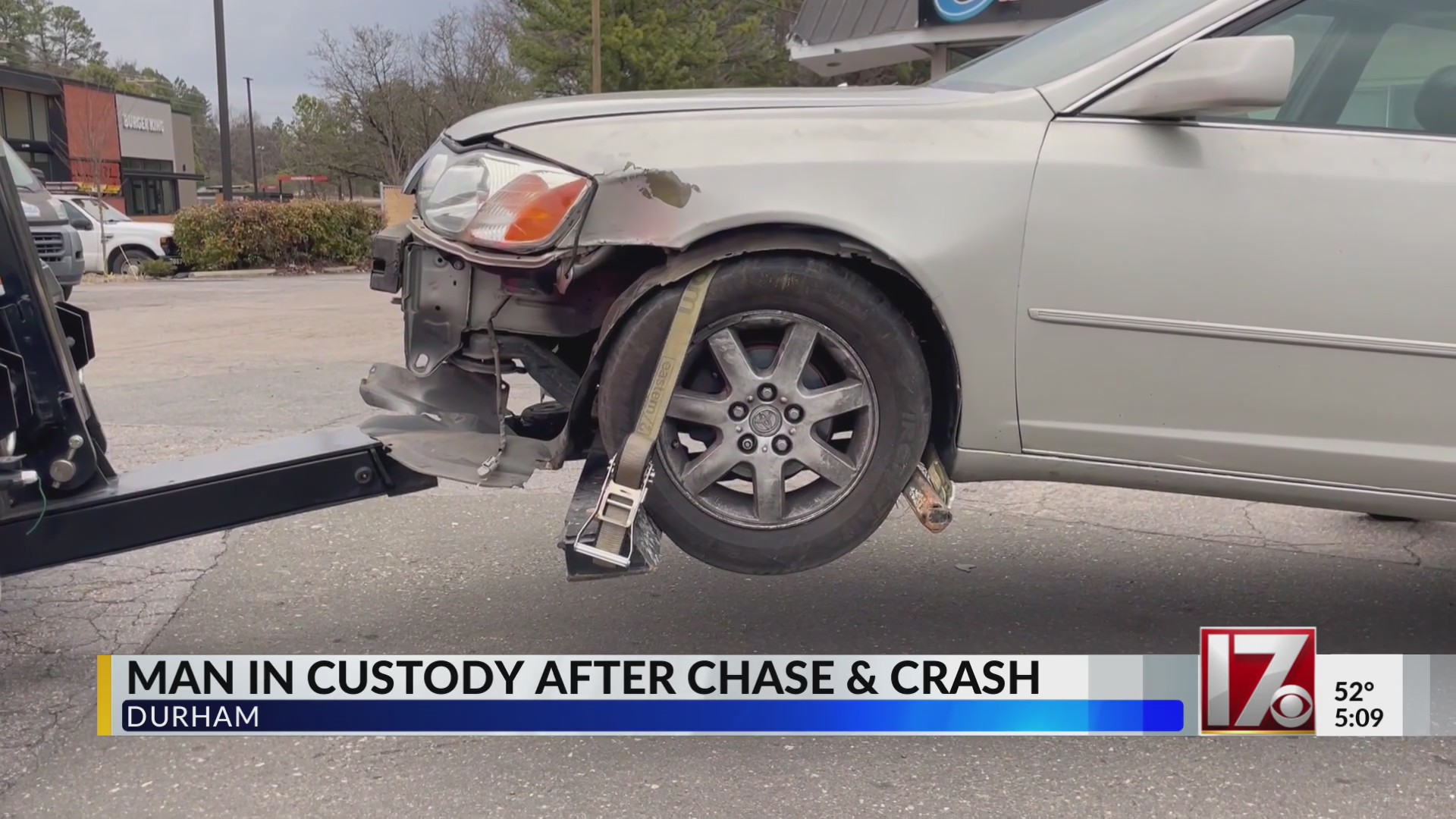 Man in custody after Wake County chase ends with crash in Durham ...