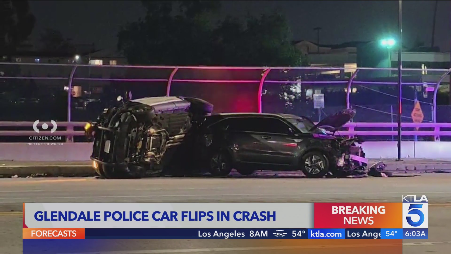 Glendale police car flips in crash, image size:1920x1080