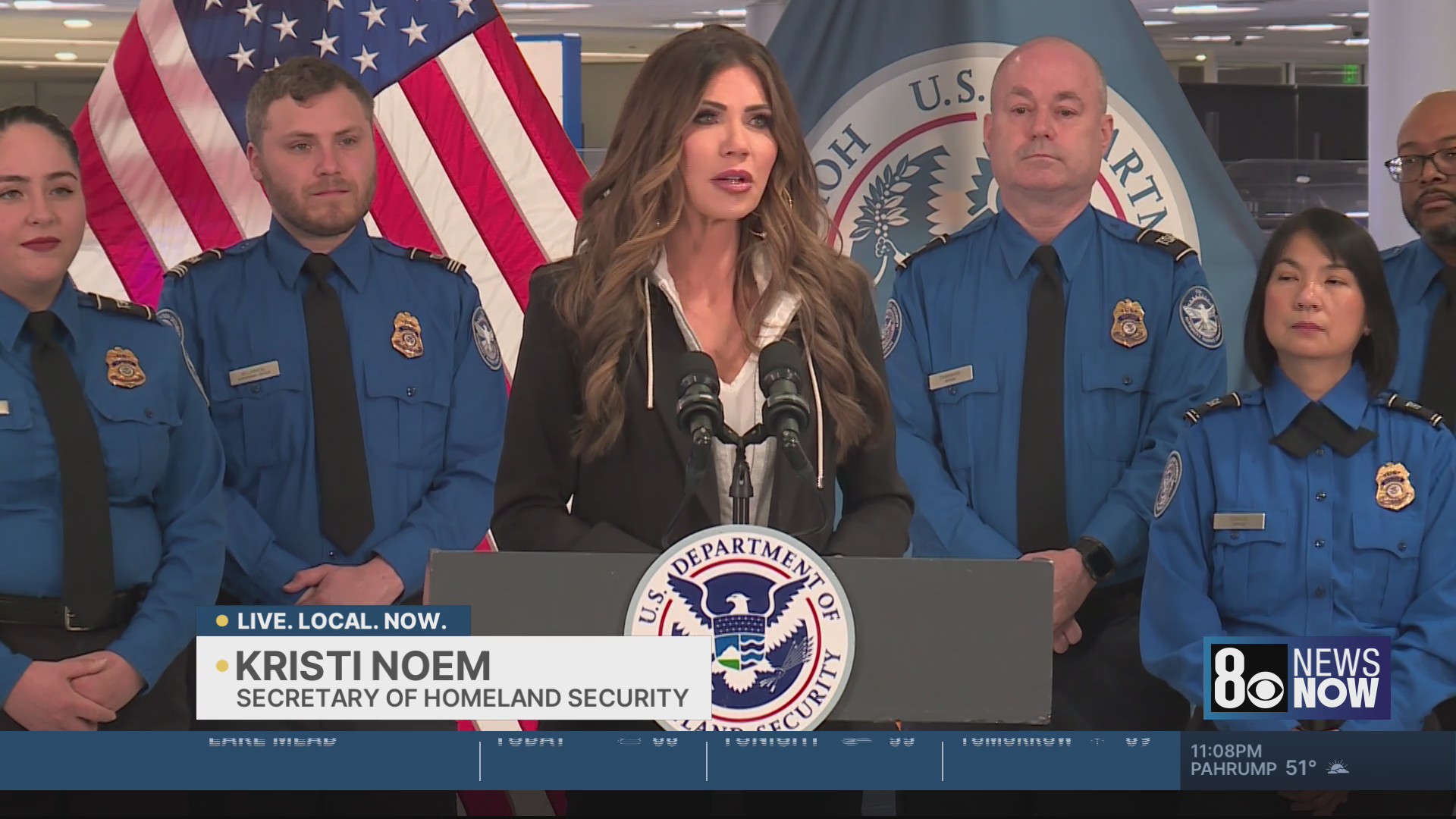 Kristi Noem awards bonus checks to Las Vegas TSA agents, announces $1 ...