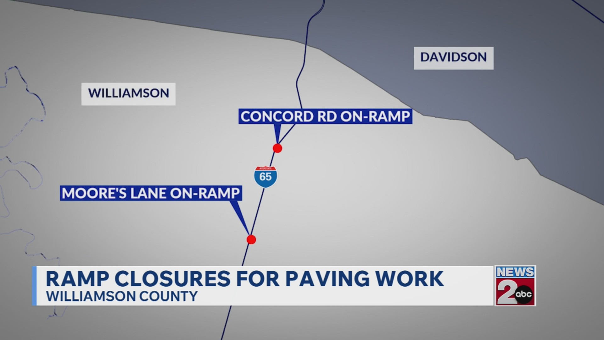 Ramp closures in Williamson County for paving work – WKRN News 2